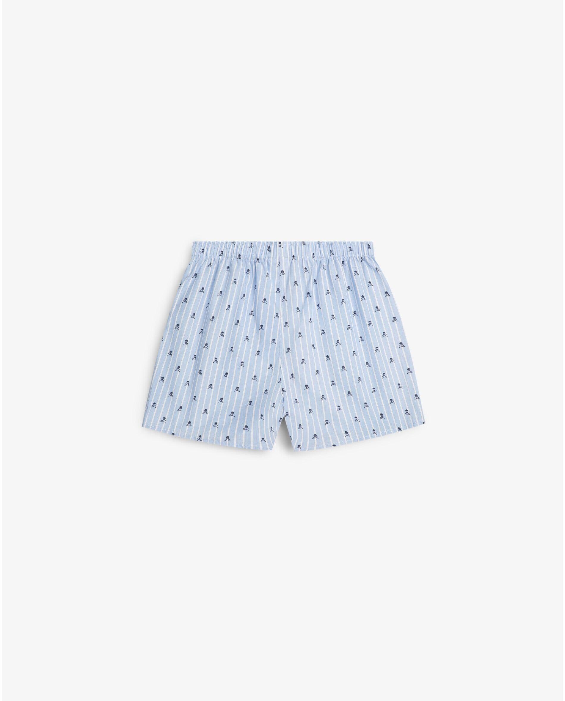 Boxer de Tecido em Algodão Estampado Azul-2
