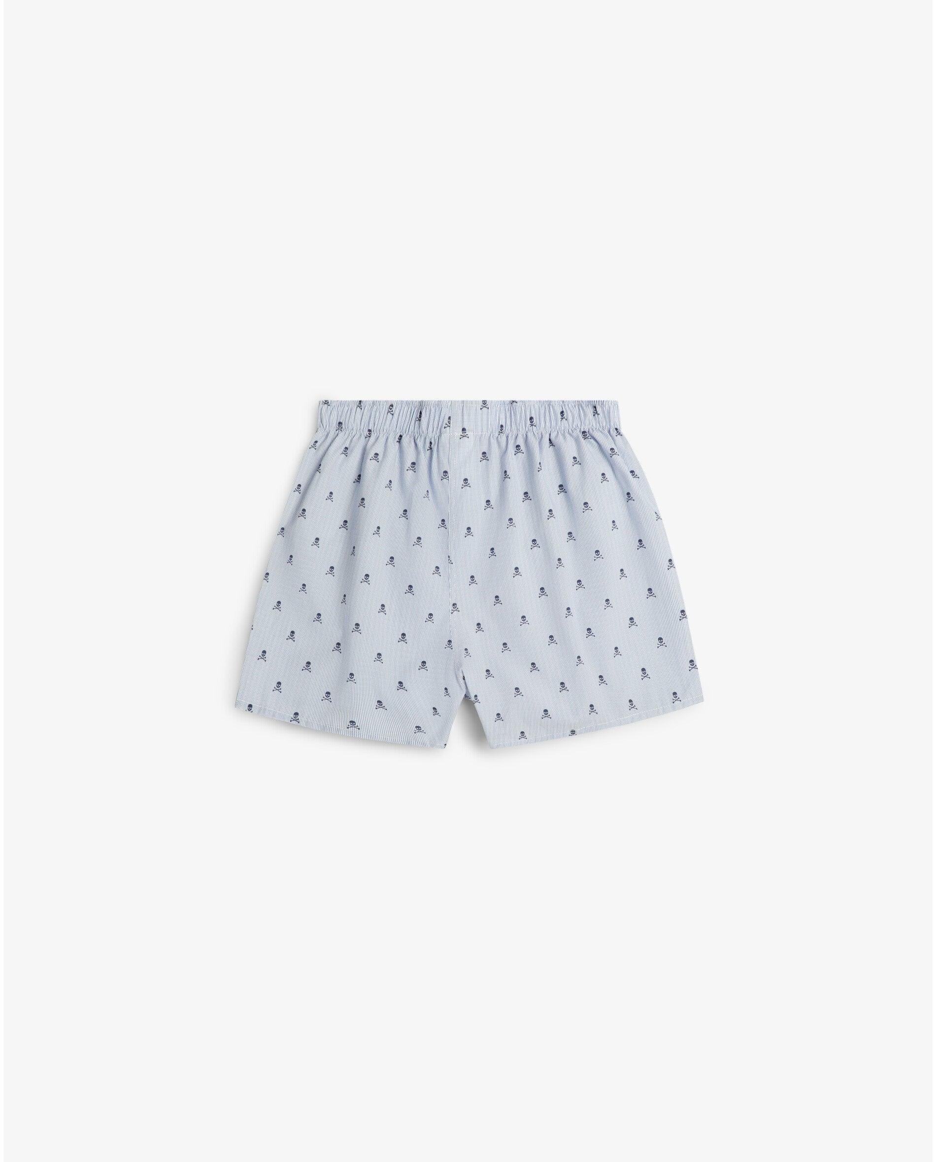 Boxer de Tecido em Algodão Estampado Azul-claro-2