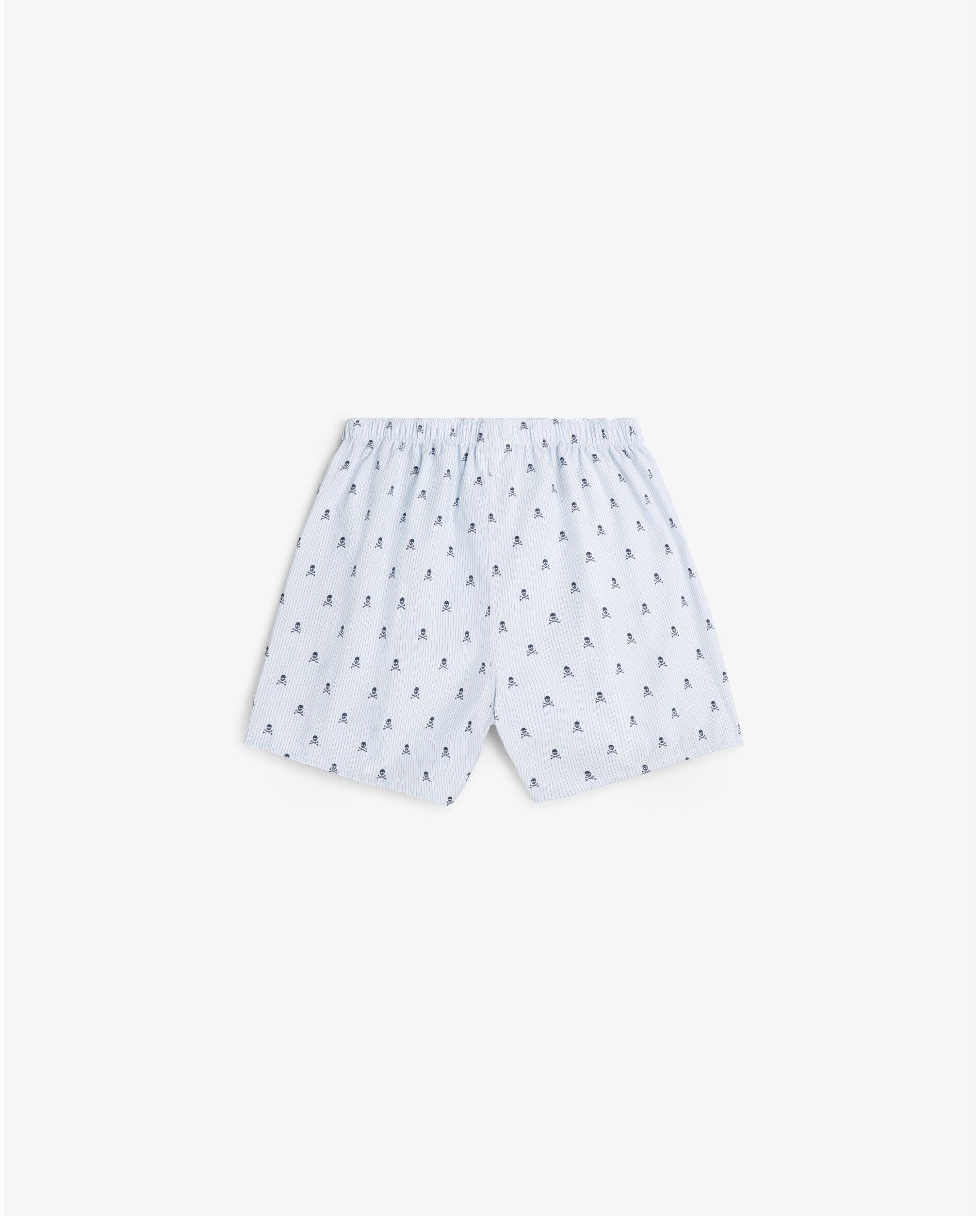 Boxers de Tecido em Algodão Estampado Azul-claro-2