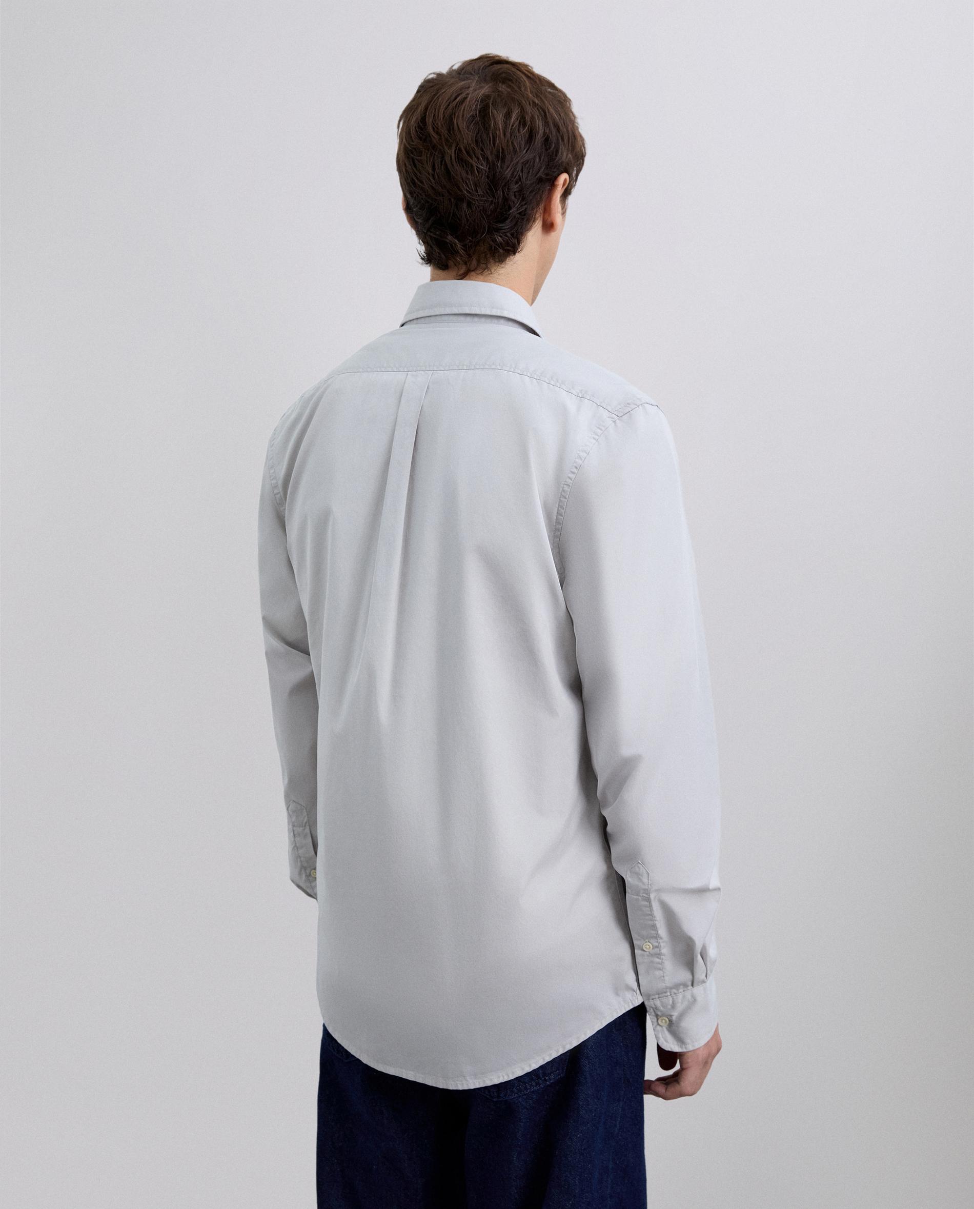 Camisa de Algodão com Bolsos com Aba Cinzento-claro-3