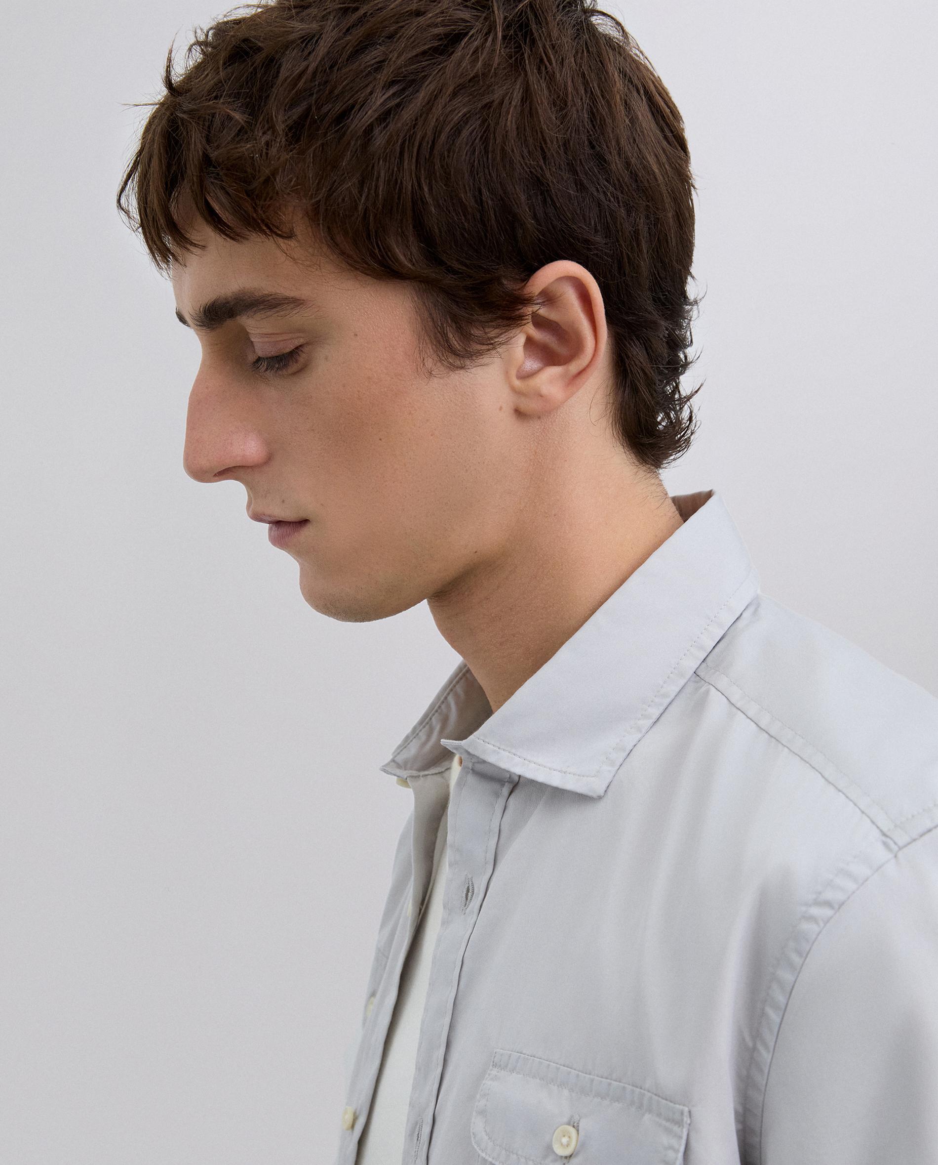 Camisa de Algodão com Bolsos com Aba Cinzento-claro-4