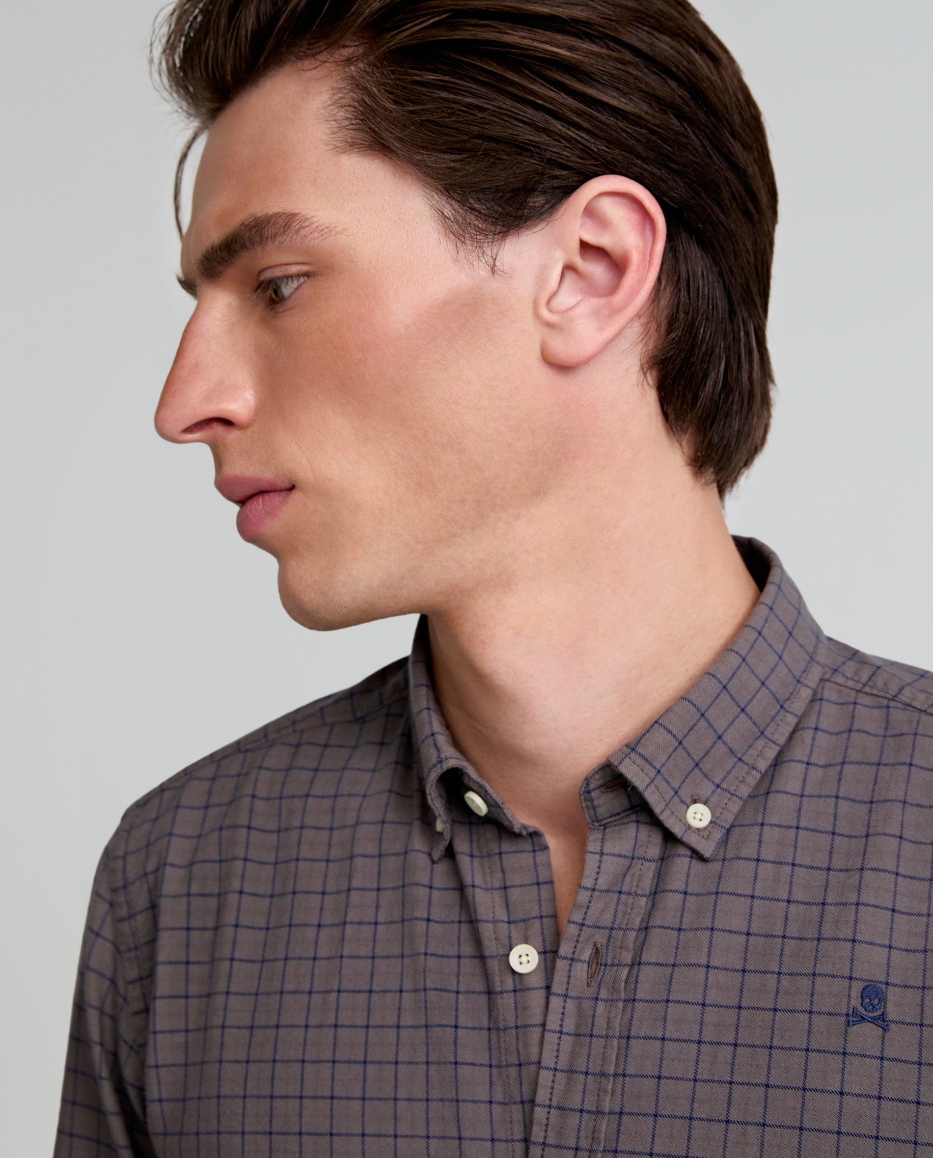Camisa de Algodão com Corte Regular Fit Cinzento-3