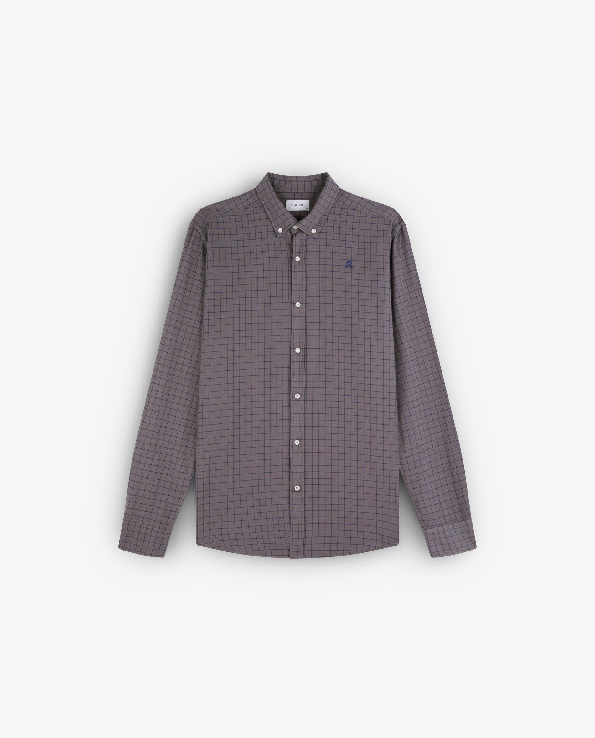 Camisa de Algodão com Corte Regular Fit Cinzento-4