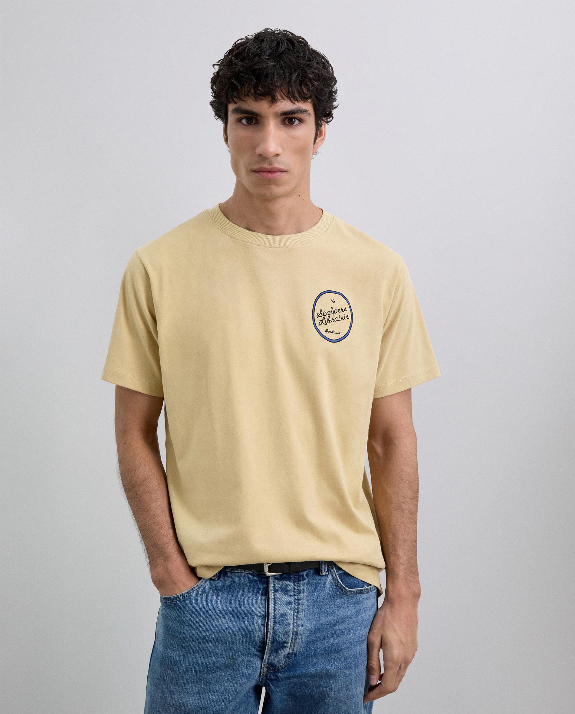 T-shirt de Manga Curta com Estampado Posterior Mostarda-1