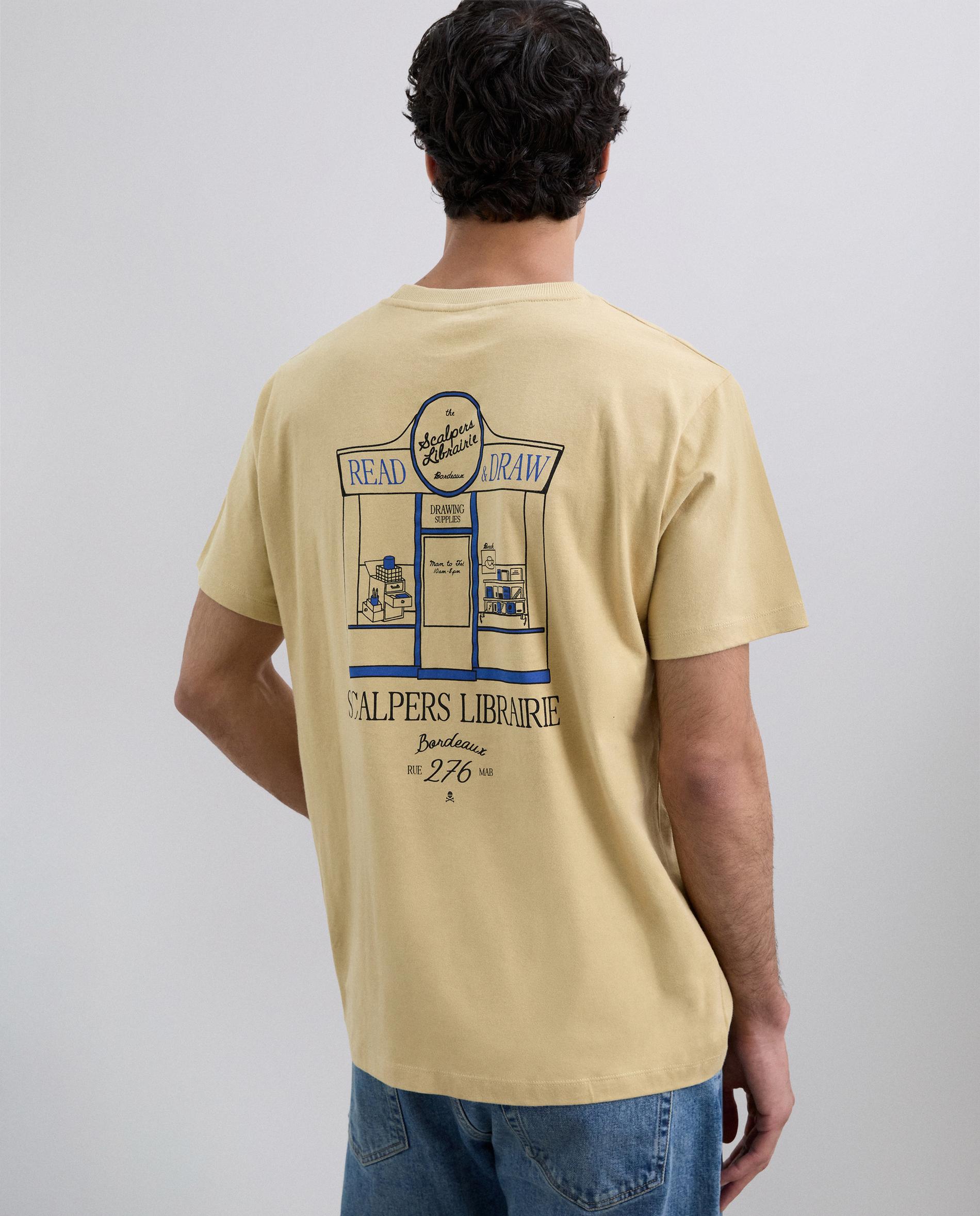 T-shirt de Manga Curta com Estampado Posterior Mostarda-2