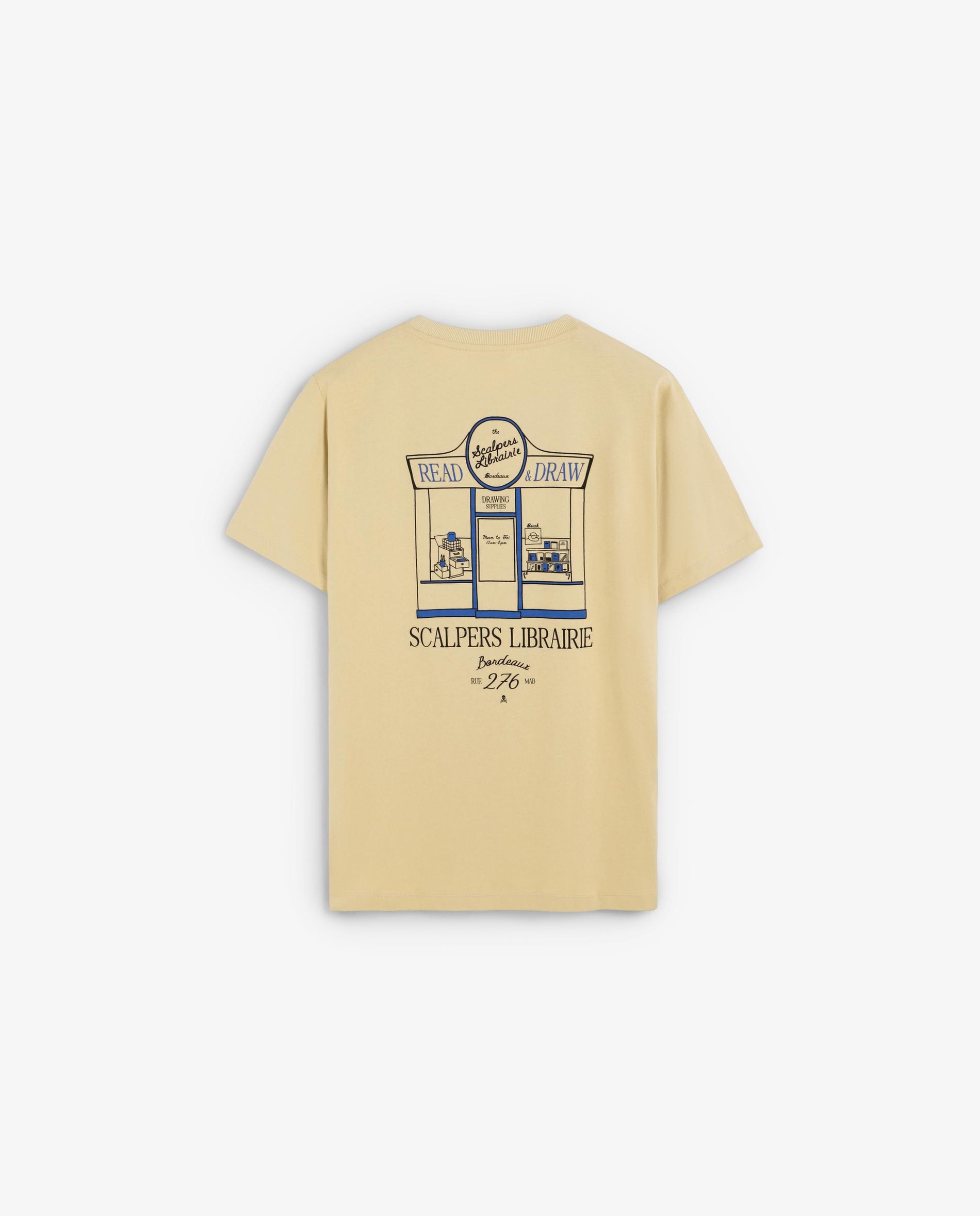 T-shirt de Manga Curta com Estampado Posterior Mostarda-6