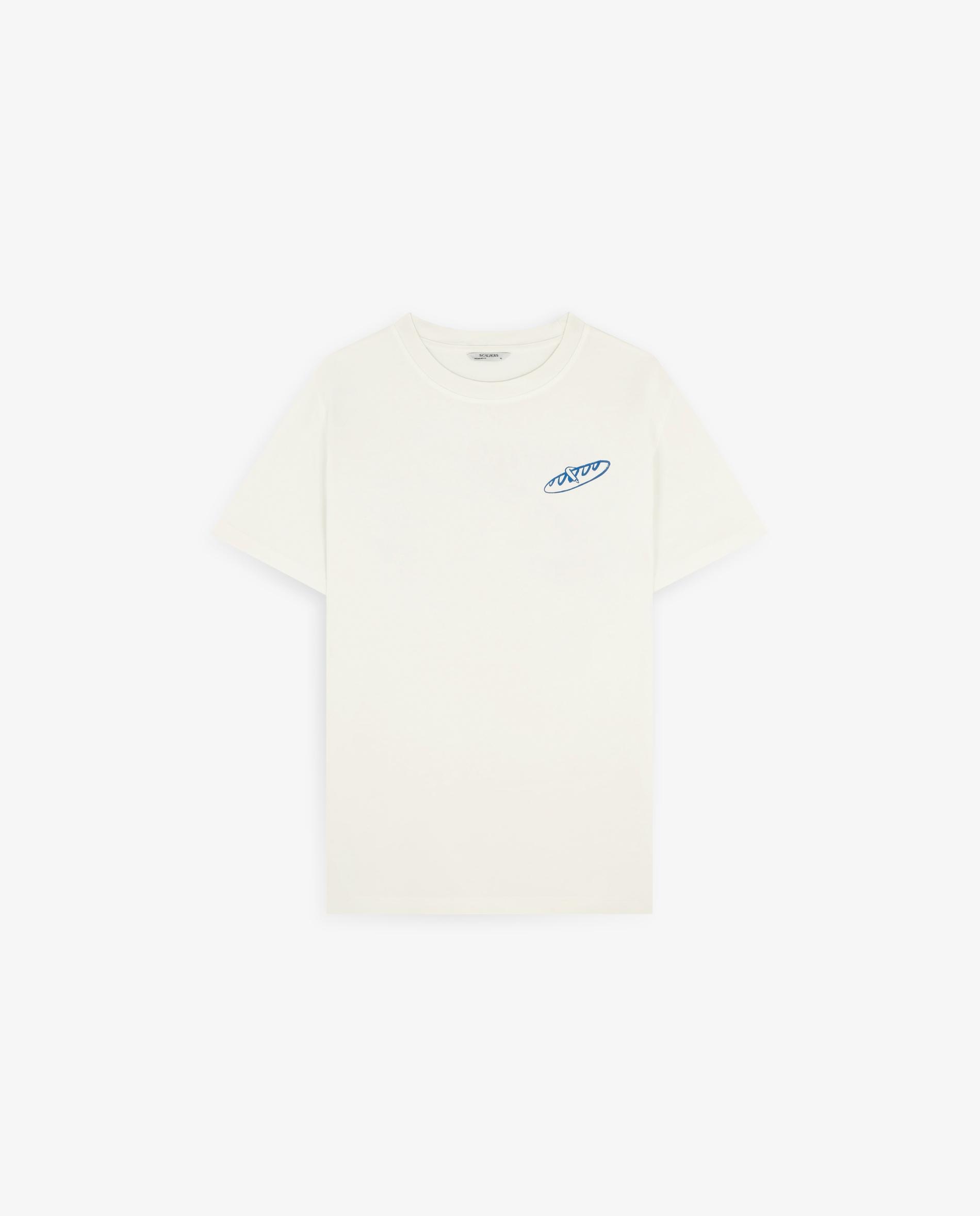 T-shirt de Manga Curta com Print no Peito e Costas e Corte Regular Fit Creme-4