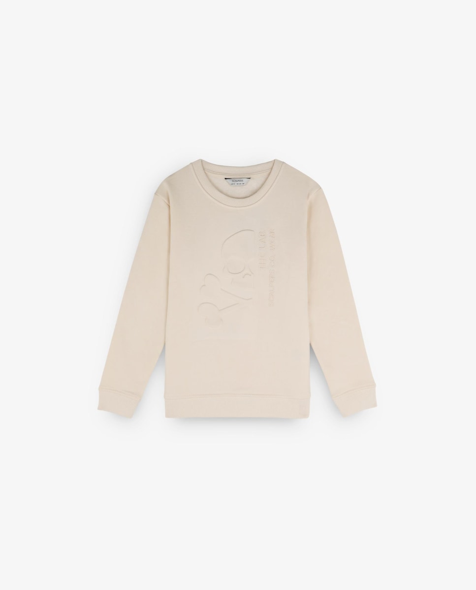 Sweatshirt Infantil de Algodão com Caveira com Relevo Branco-1