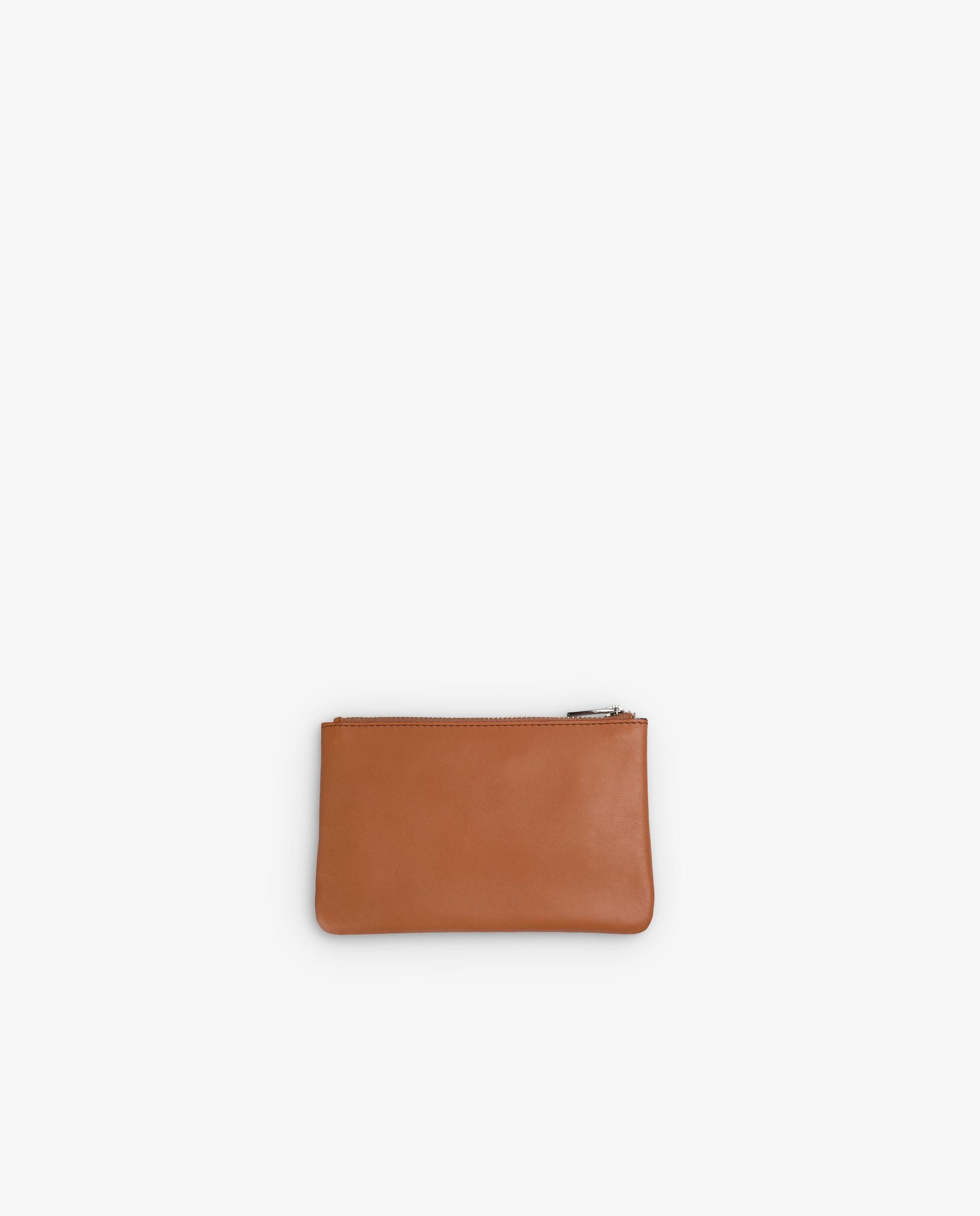 Porta-moedas Pequeno de Pele com Fecho Zip Mostarda-2