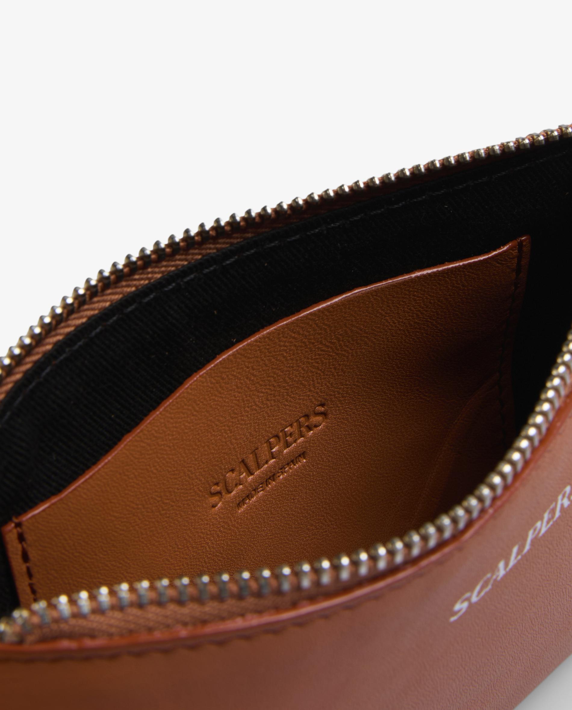 Porta-moedas Pequeno de Pele com Fecho Zip Mostarda-5