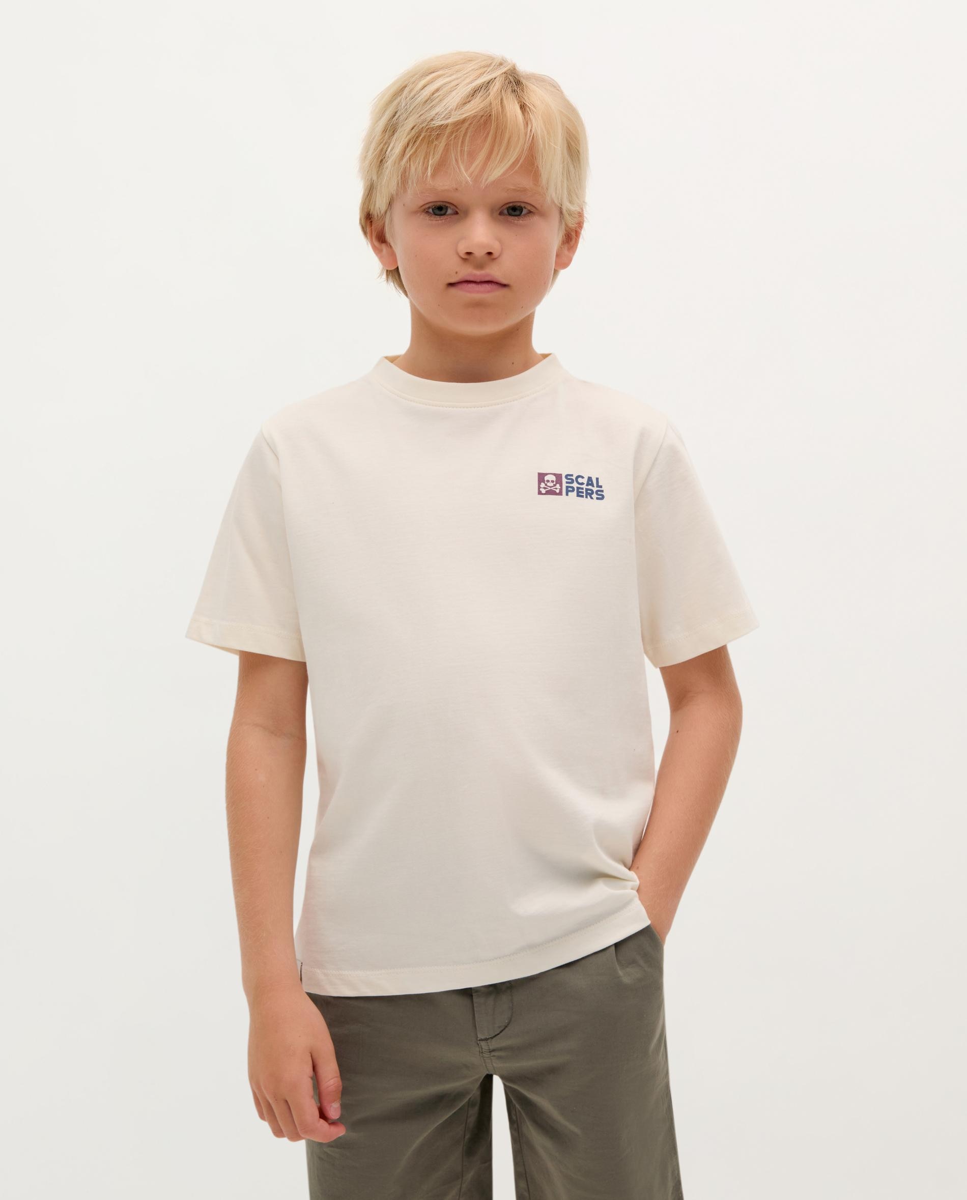 T-shirt Infantil de Algodão de Manga Curta Branco-1
