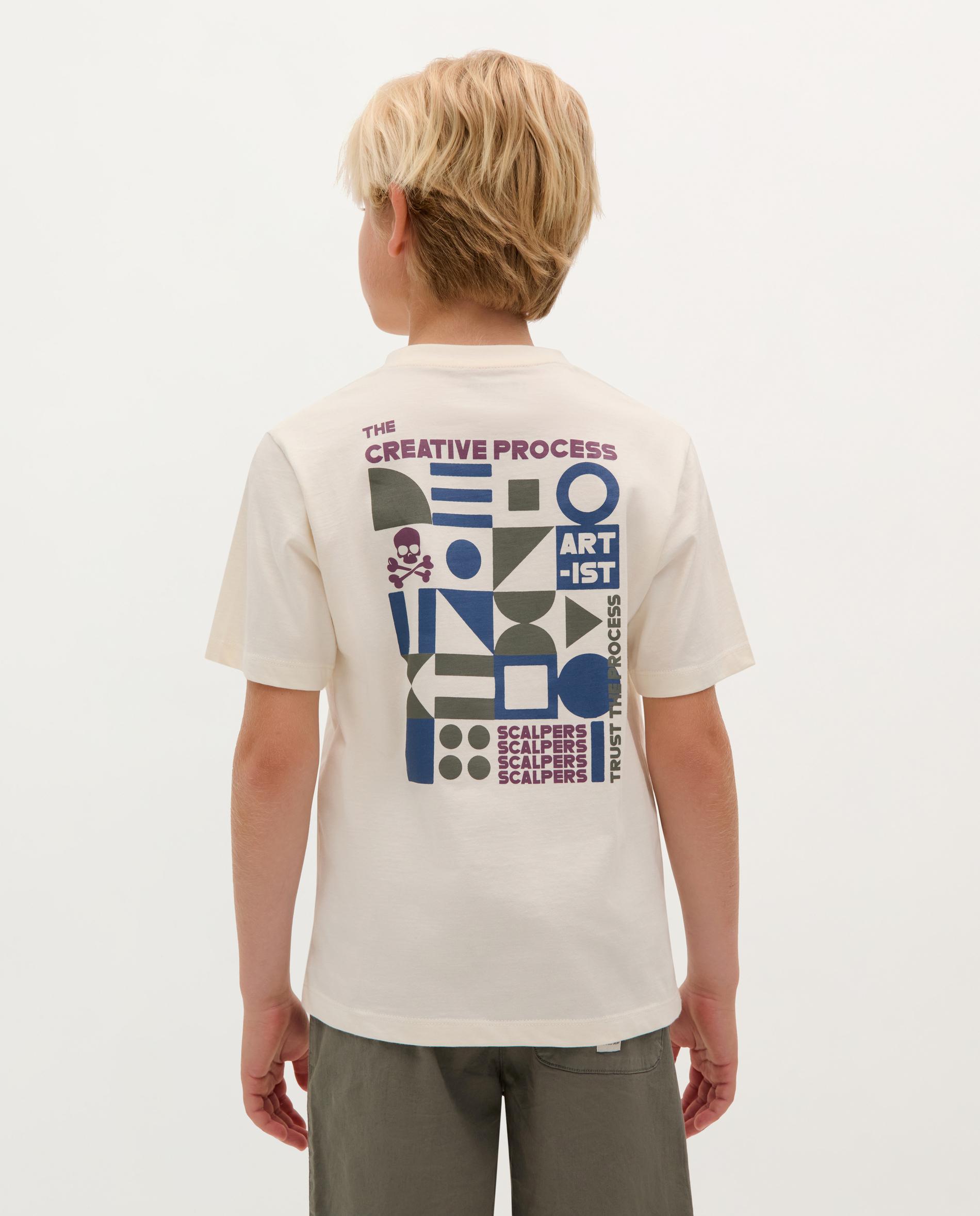 T-shirt Infantil de Algodão de Manga Curta Branco-2
