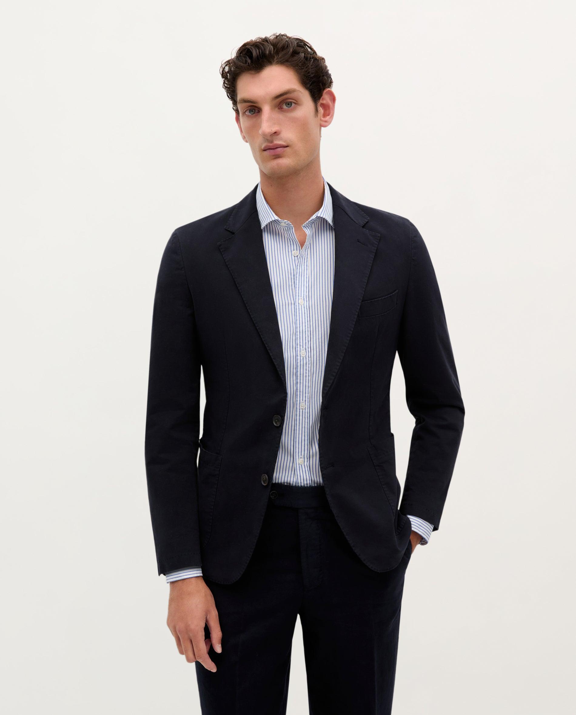 Blazer de Algodão Regular Fit Azul-marinho-1
