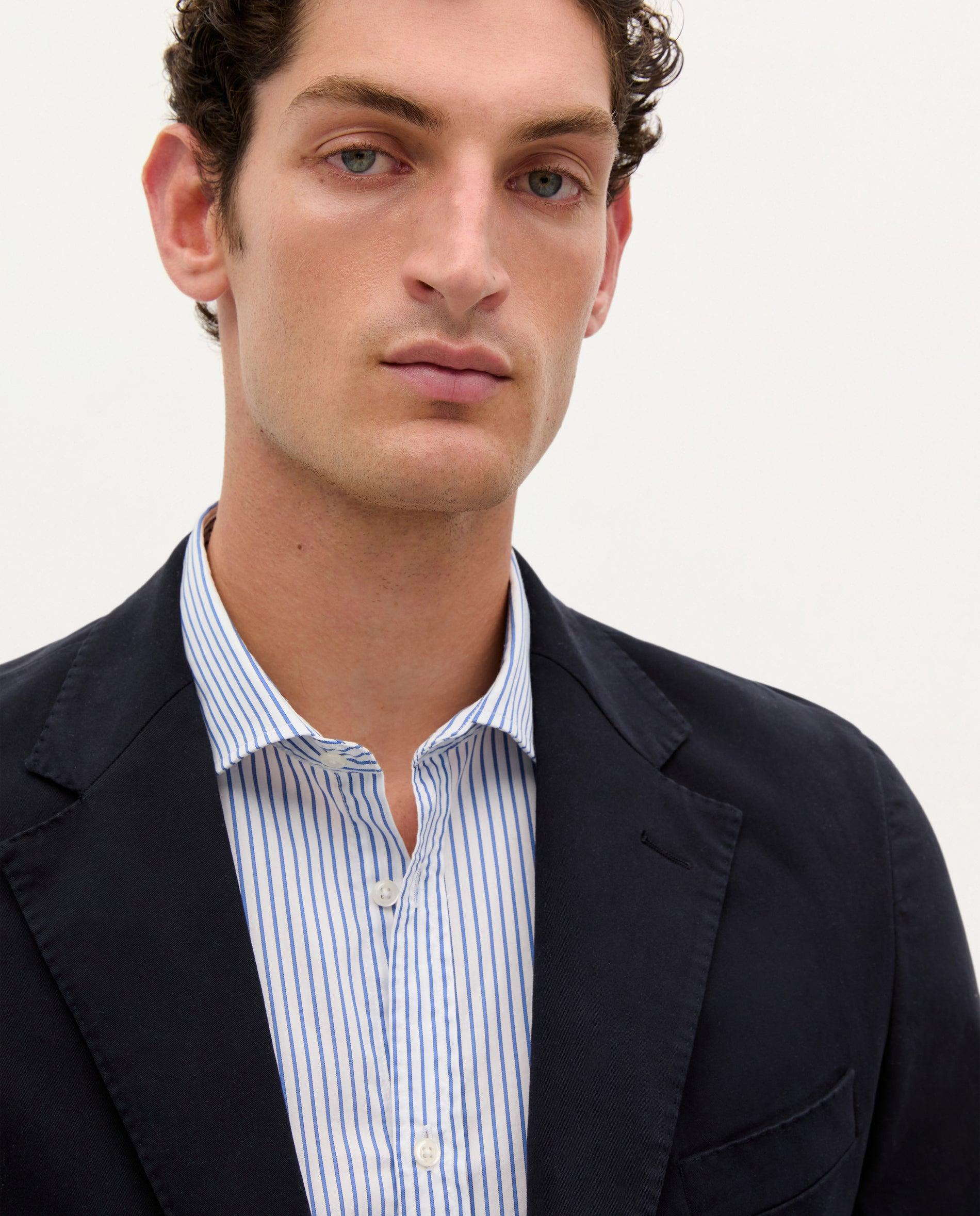 Blazer de Algodão Regular Fit Azul-marinho-4