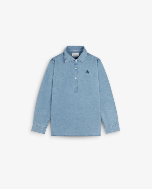 Imagem 0 de Camisa Jeans Infantil Tipo Polo de Algodão