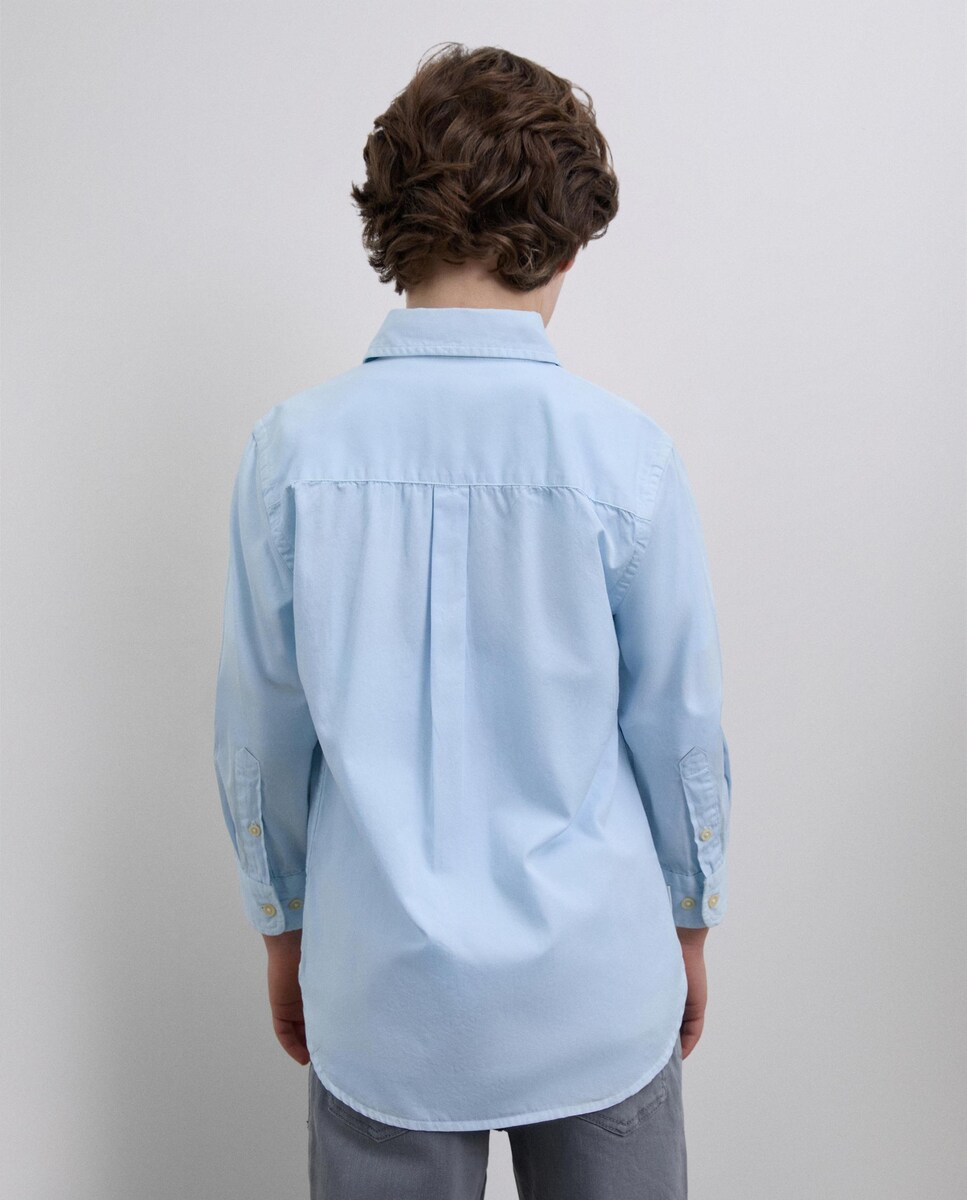 Camisa Lisa Regular Fit Azul-2