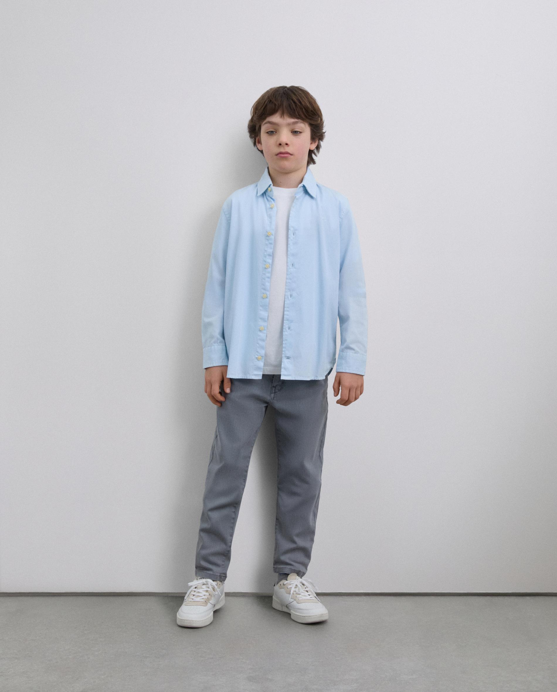 Camisa Lisa Regular Fit Azul-3