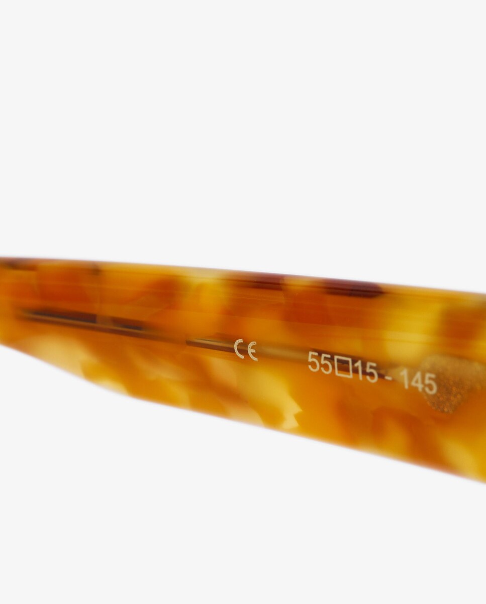 Óculos de Sol com Armação Quadrada em Acetato Castanho-claro-5