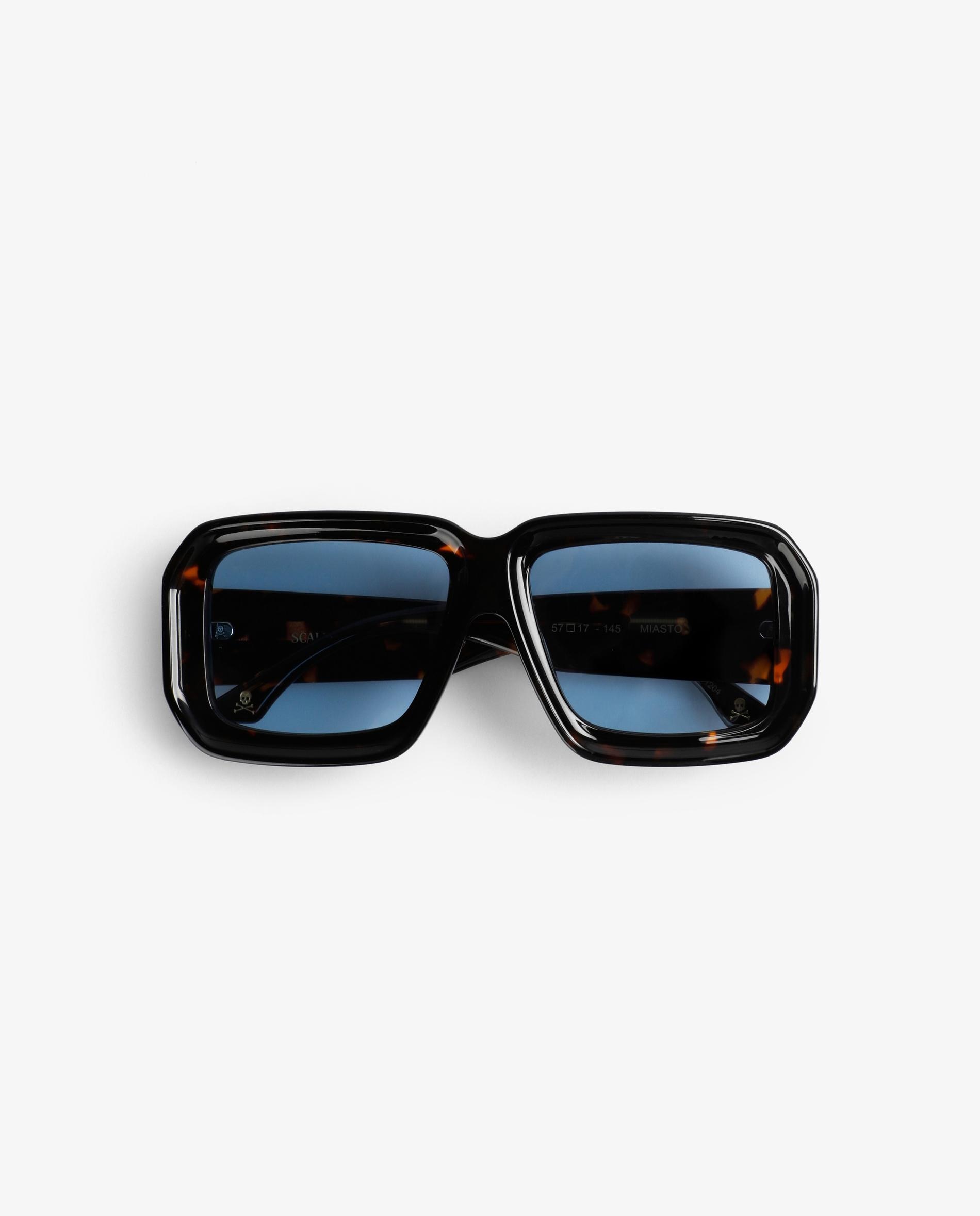 Óculos de Sol Quadrados com Lentes Azuis Preto-3