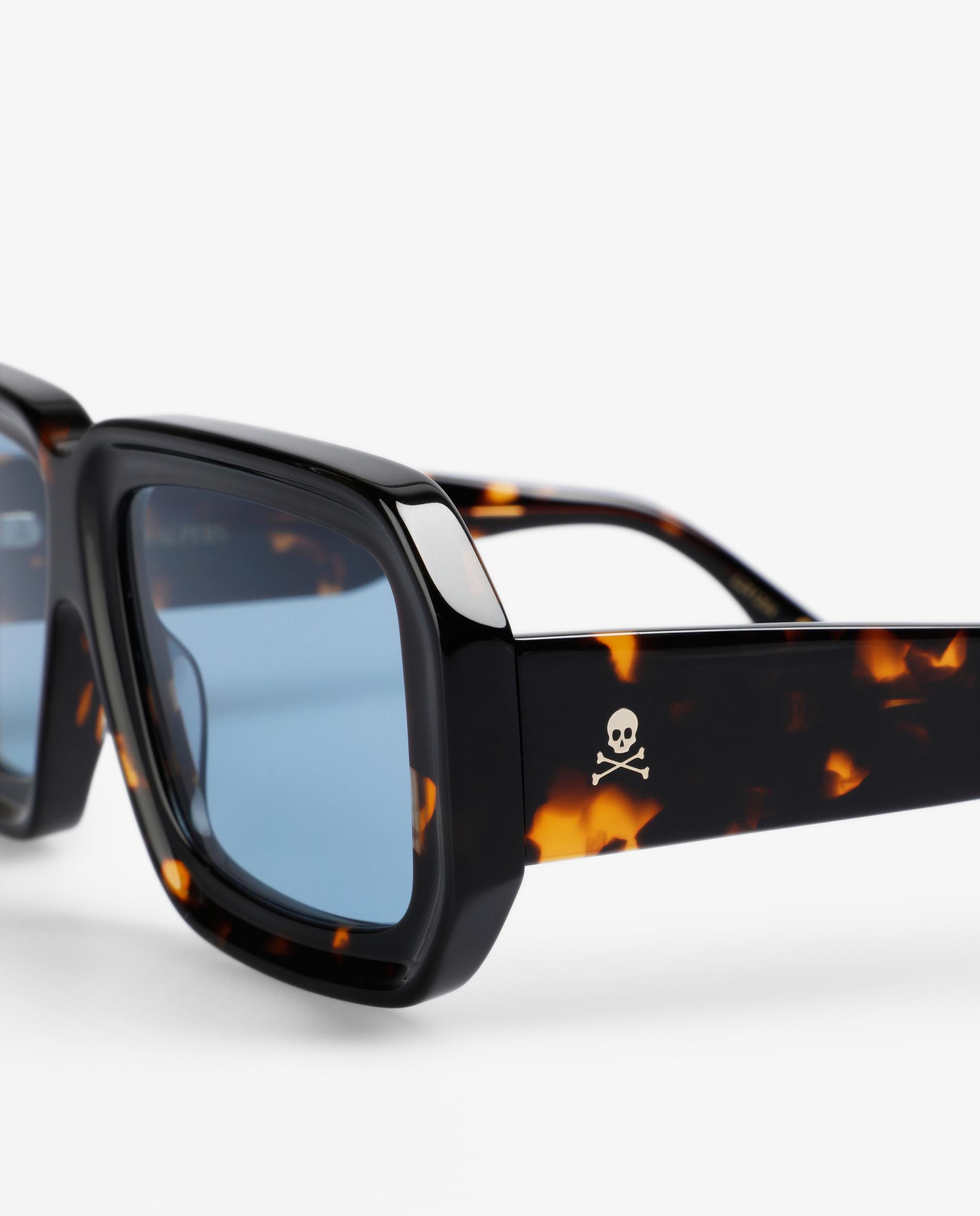 Óculos de Sol Quadrados com Lentes Azuis Preto-4