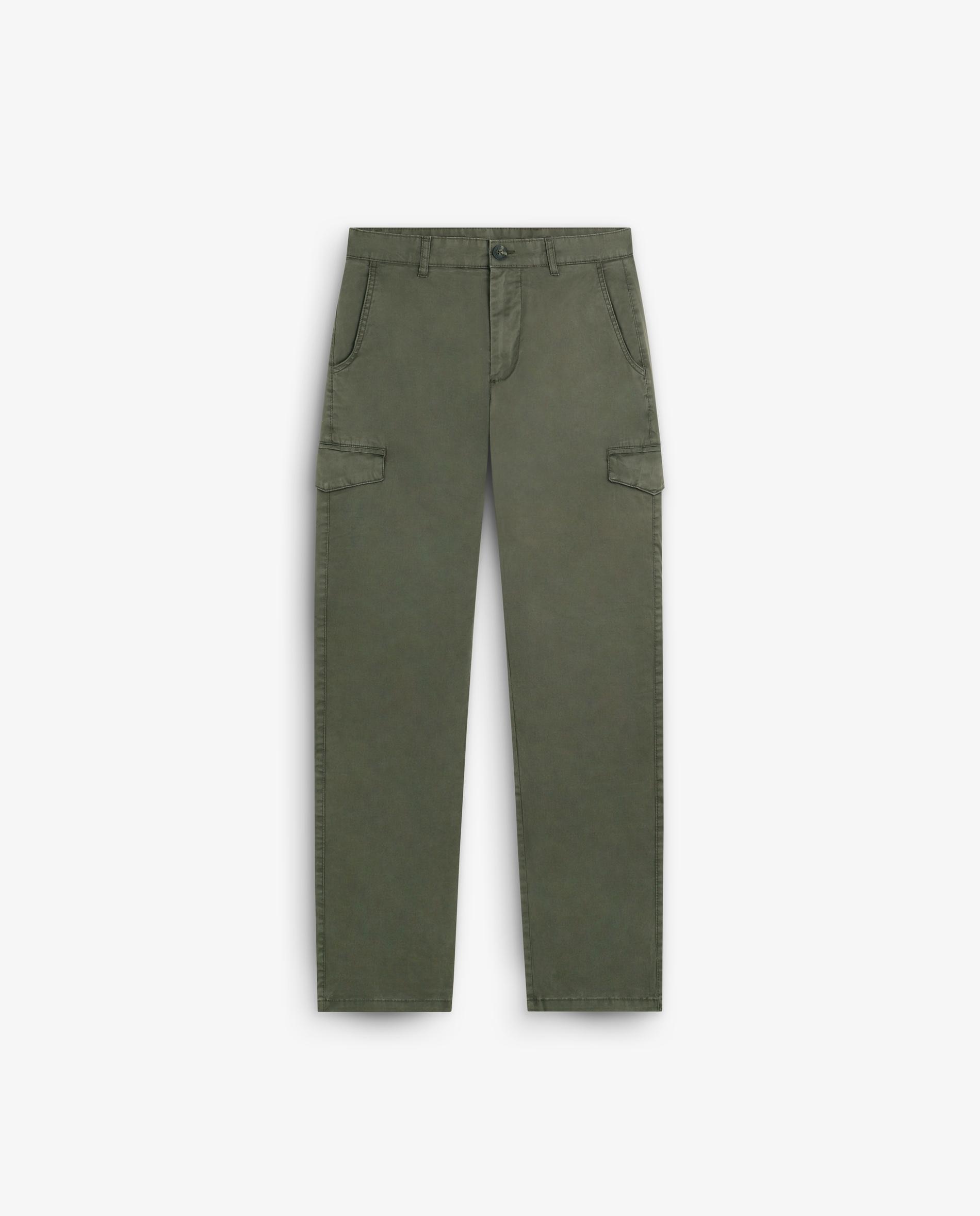 Calças Cargo Regular Fit com Bolsos Posteriores Verde-militar-7