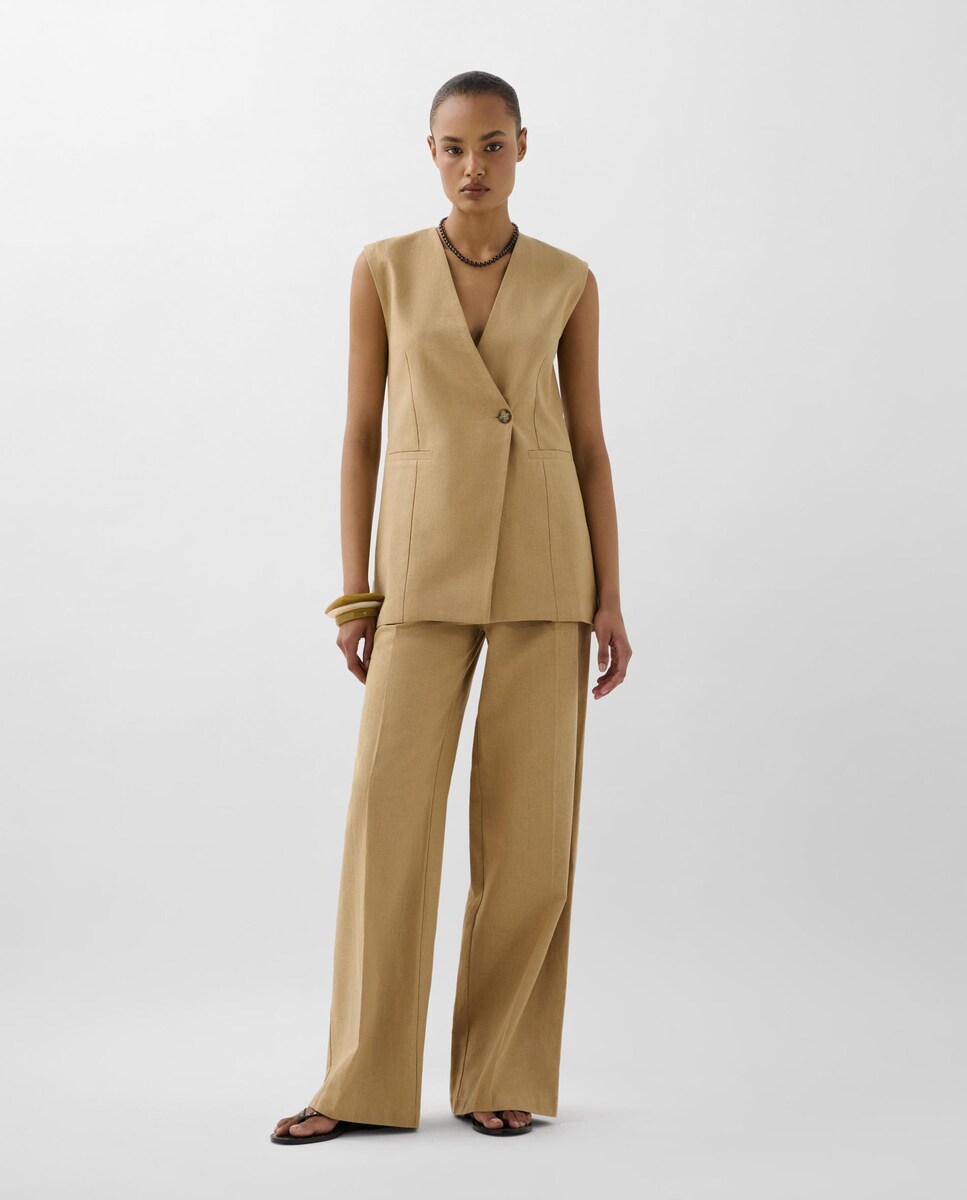 Colete Formal com Fecho Cruzado Camel-3
