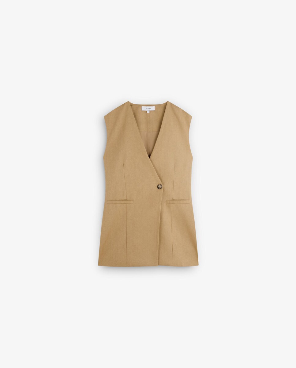 Colete Formal com Fecho Cruzado Camel-5