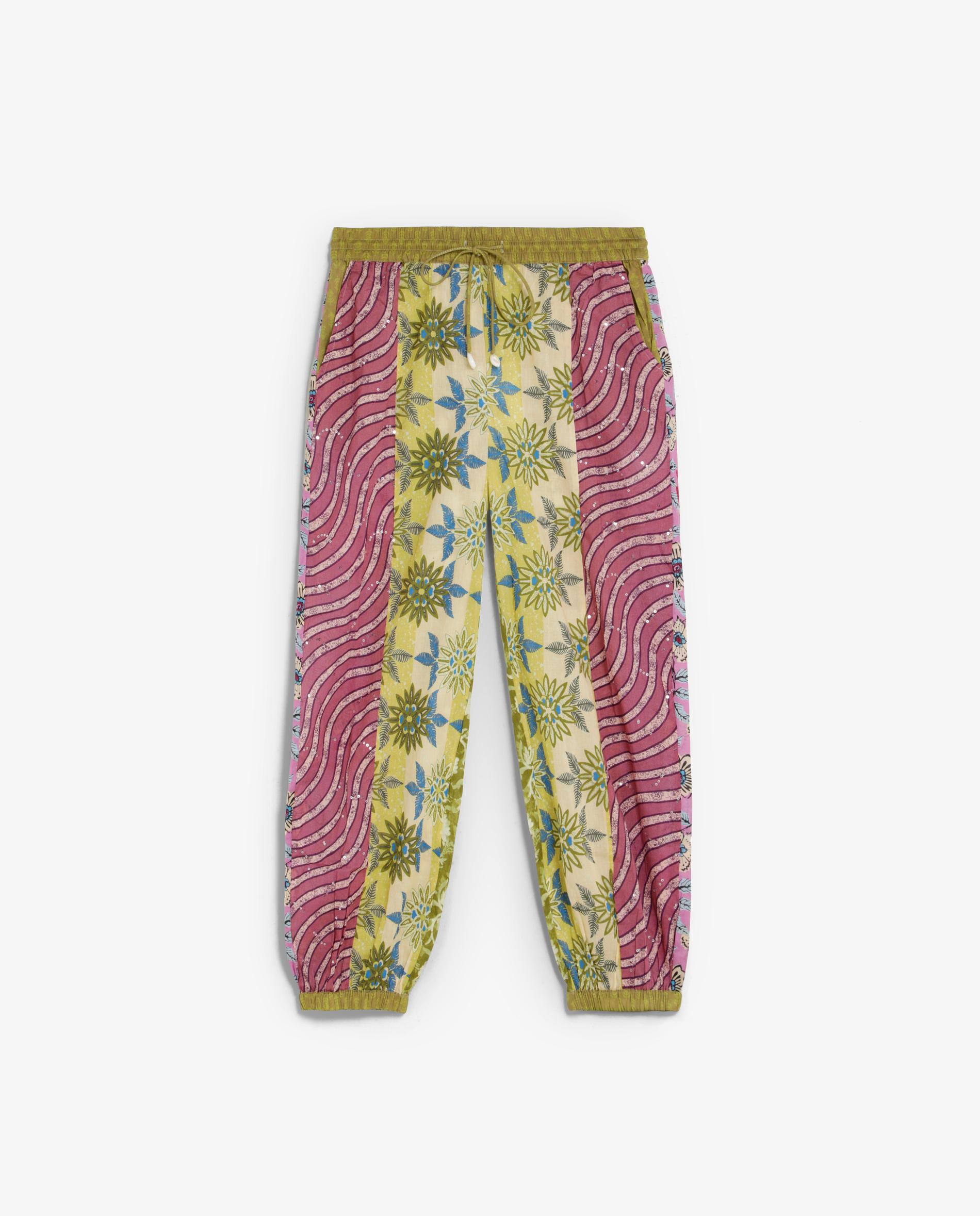Calças Jogger com Estampado Patchwork e Cordão de Ajuste Multicolor-4