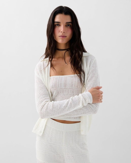 Imagem 0 de Cardigan com Gola Tipo Camisa e Fecho de Botões
