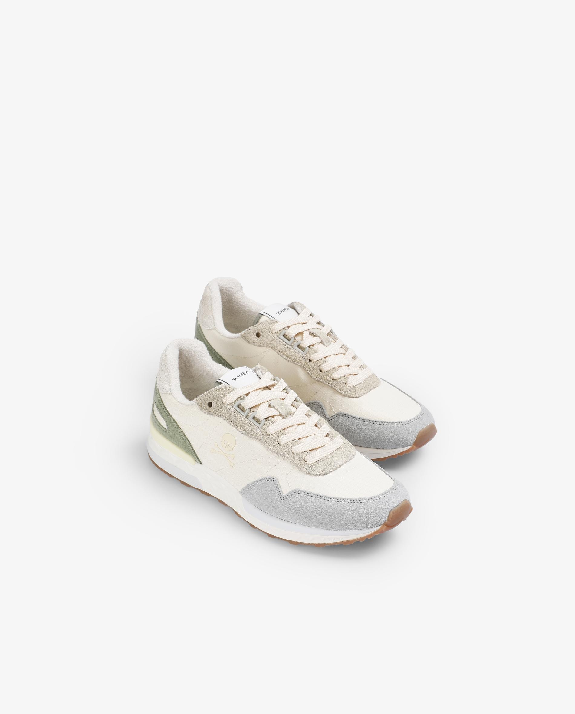 Sapatilhas Desportivas com Reforços em Contraste Branco / Cinzento-3