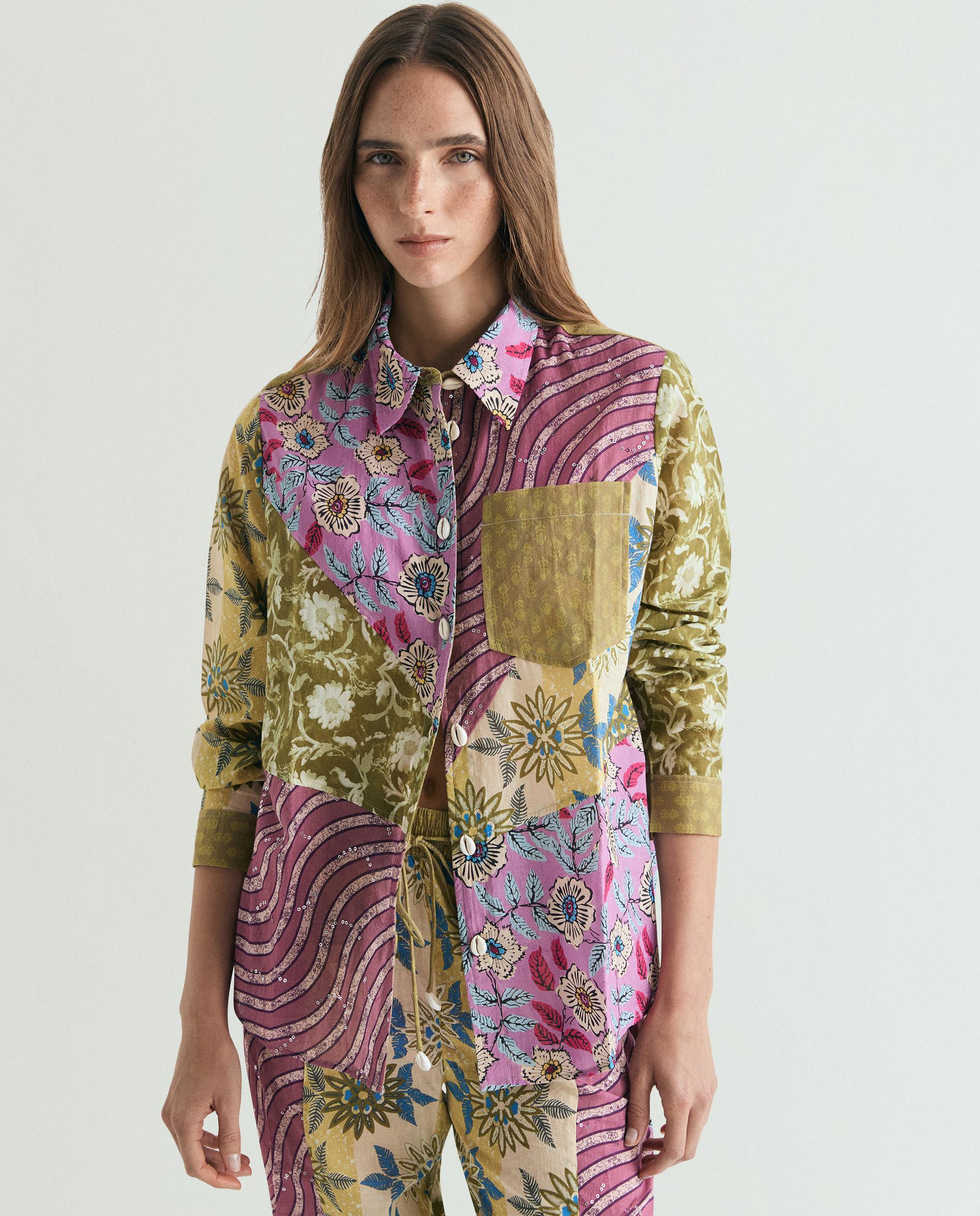 Imagem 0 de Camisa de Manga Comprida com Estampado Patchwork