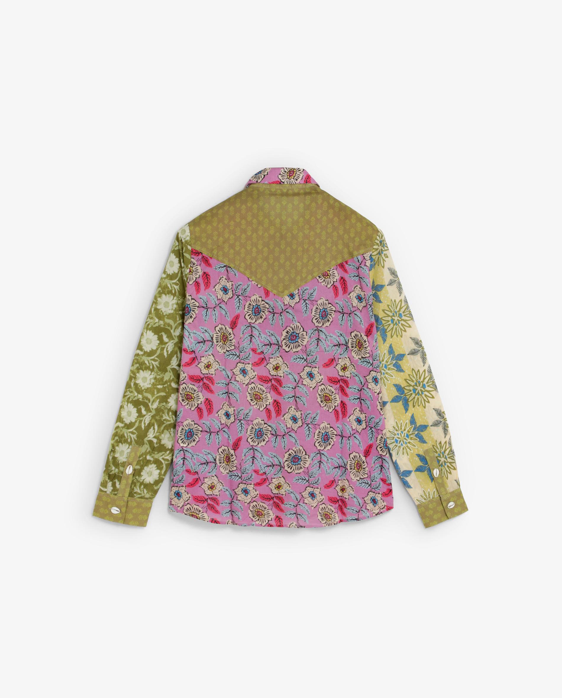 Camisa de Manga Comprida com Estampado Patchwork Multicolor-5