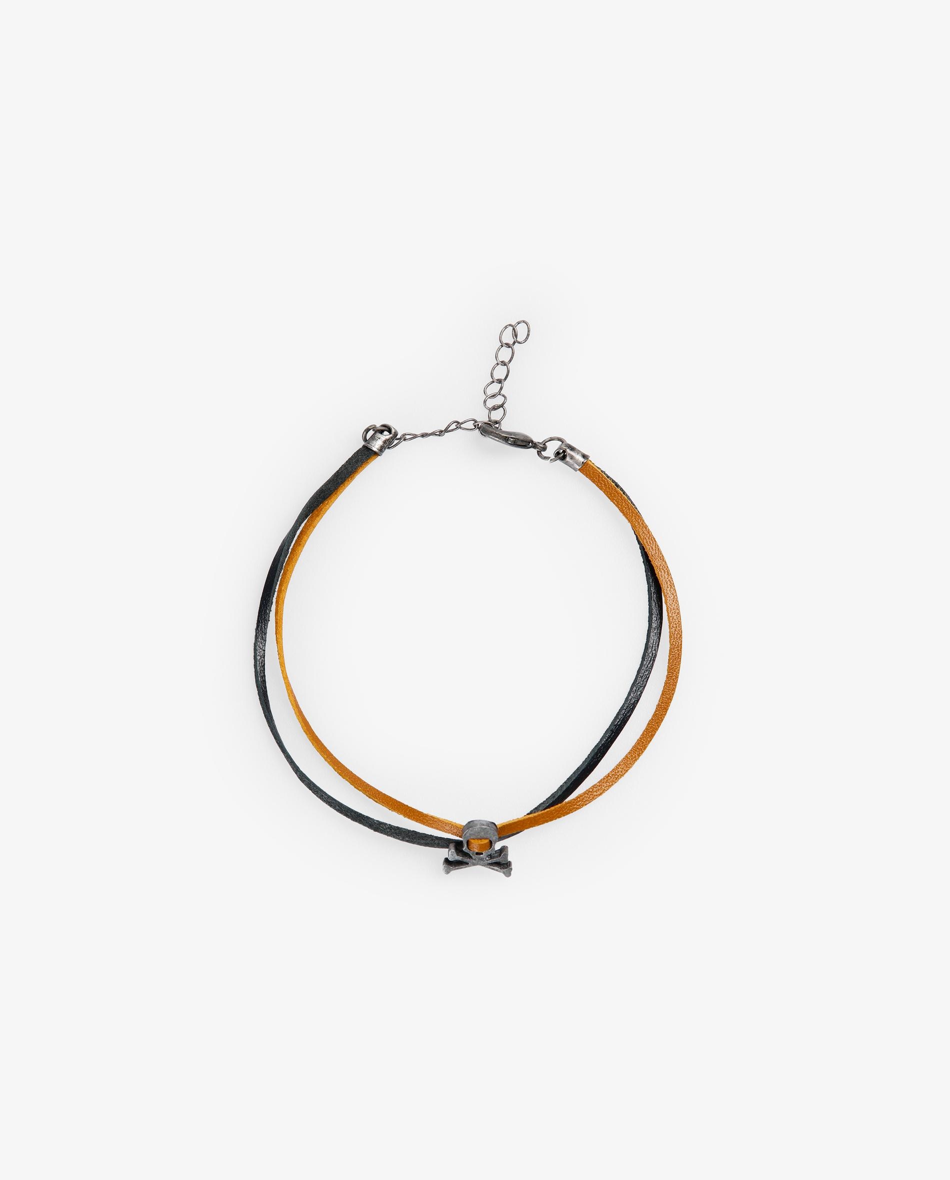 Pulseira em Couro de Dupla Volta Mostarda-2