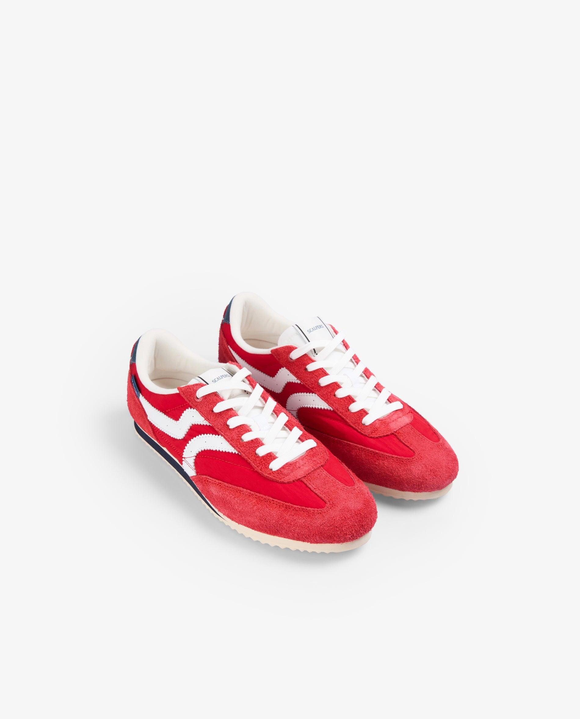 Sapatilhas Retro com Atacadores e Sola Fina Vermelho-2
