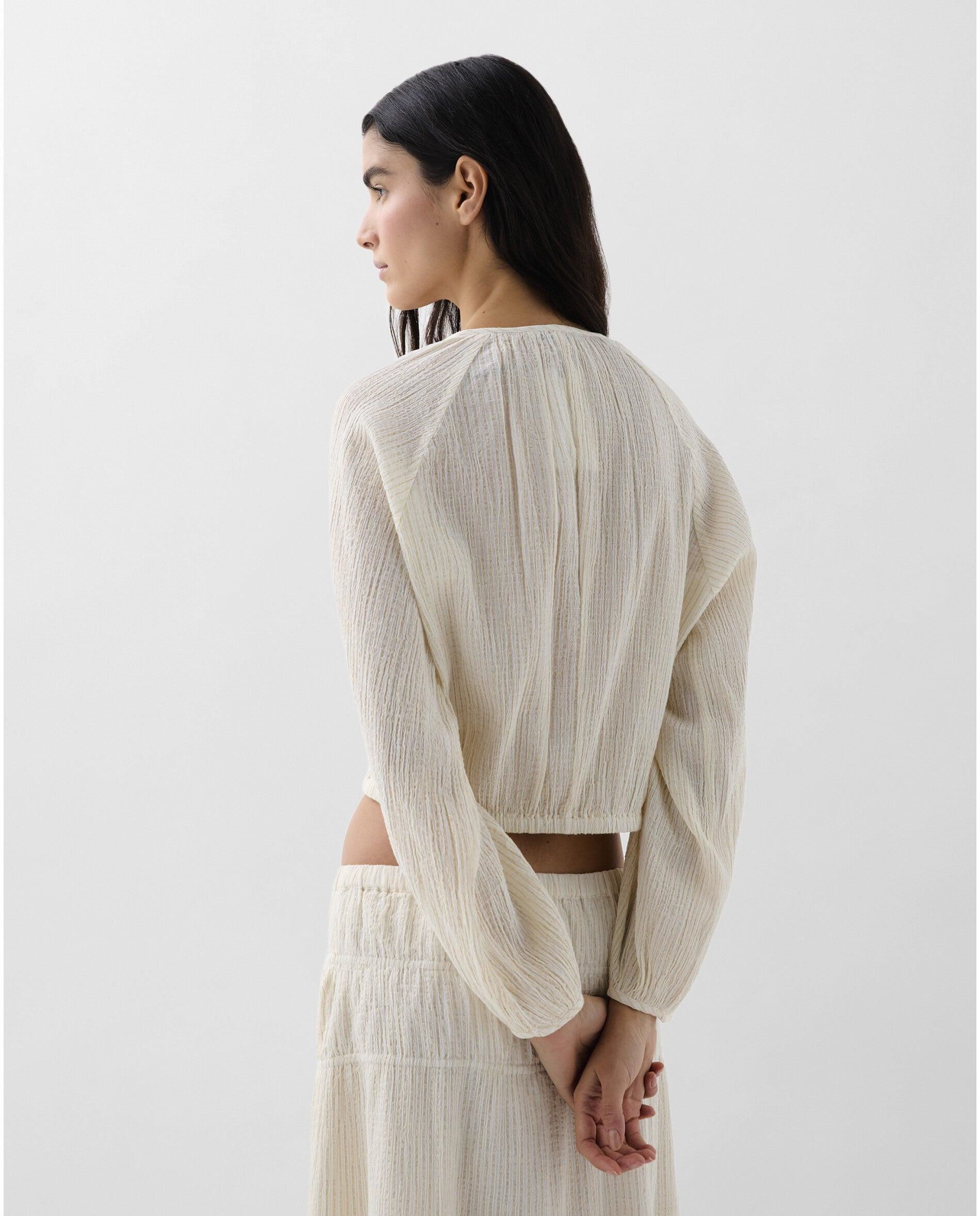 Blusa Curta com Punhos Elásticos Cru-5
