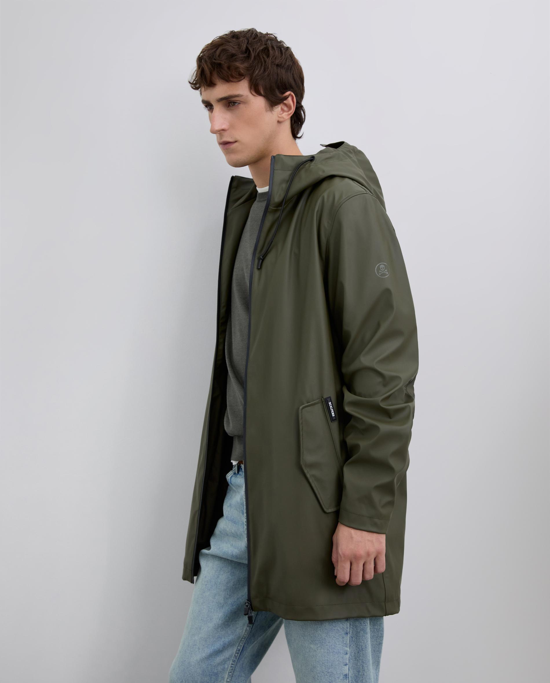 Chuva Waterproof com Capuz Ajustável Verde-militar-3