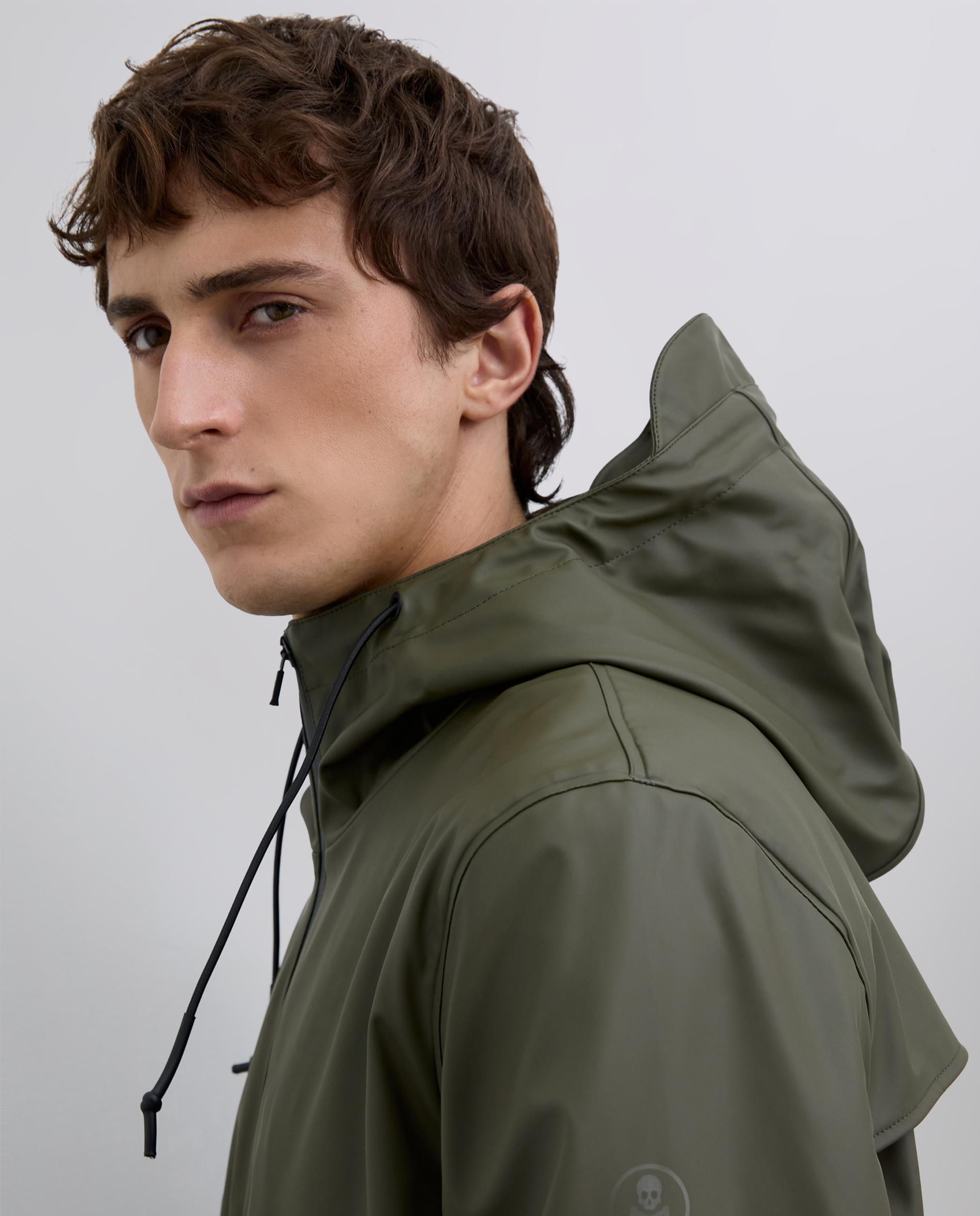 Chuva Waterproof com Capuz Ajustável Verde-militar-4