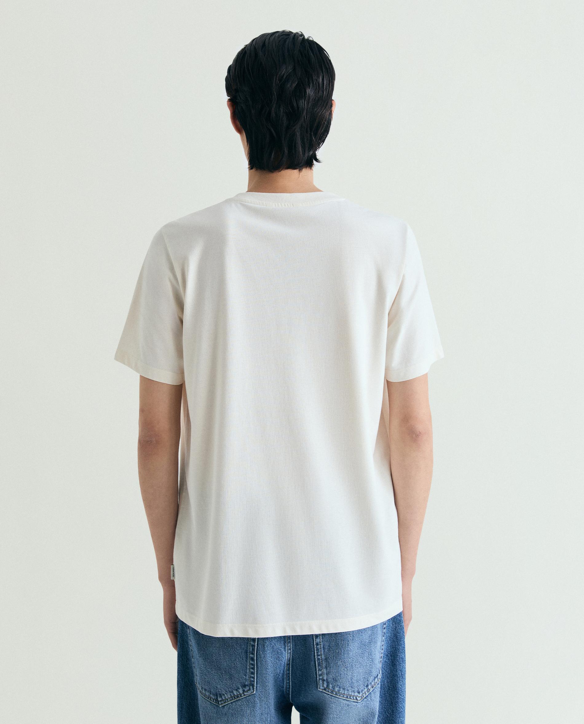 T-shirt com Print Frontal de Manga Curta Marfim-3