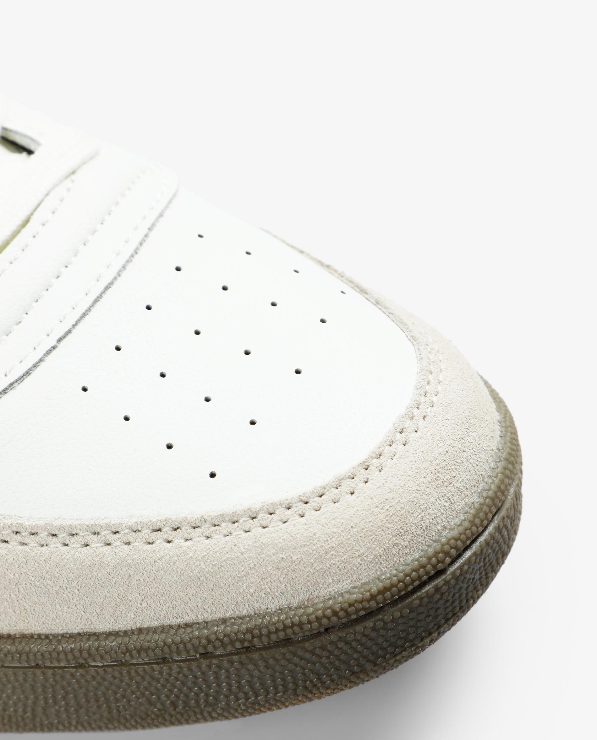 Sapatilhas Retro Tipo Sneakers de Pele com Caveira em Contraste Branco / Verde-5