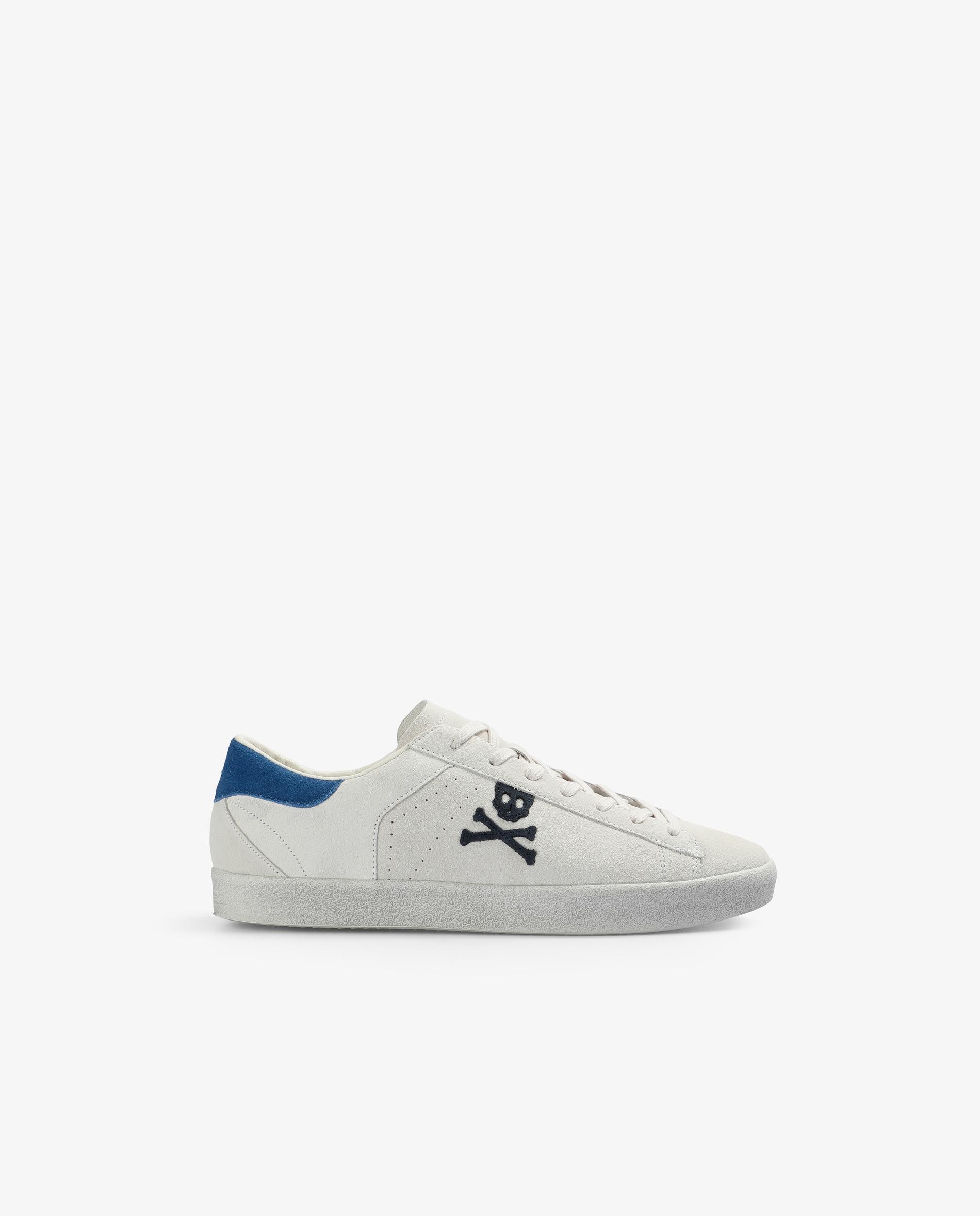Sapatilhas de Vestir em Camurça com Calcanhar em Contraste Branco / Azul-1
