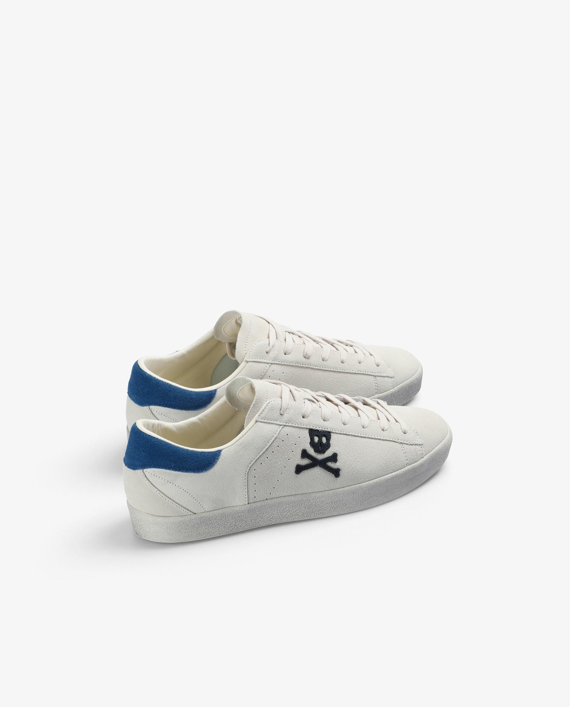 Sapatilhas de Vestir em Camurça com Calcanhar em Contraste Branco / Azul-3
