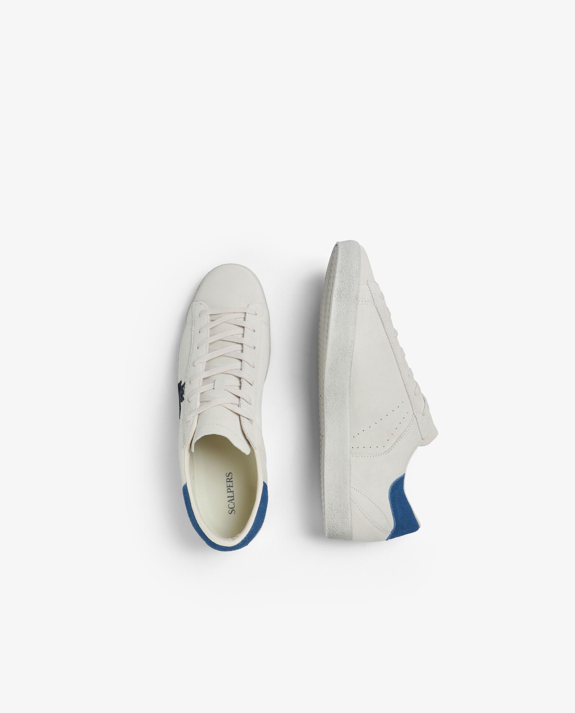 Sapatilhas de Vestir em Camurça com Calcanhar em Contraste Branco / Azul-8