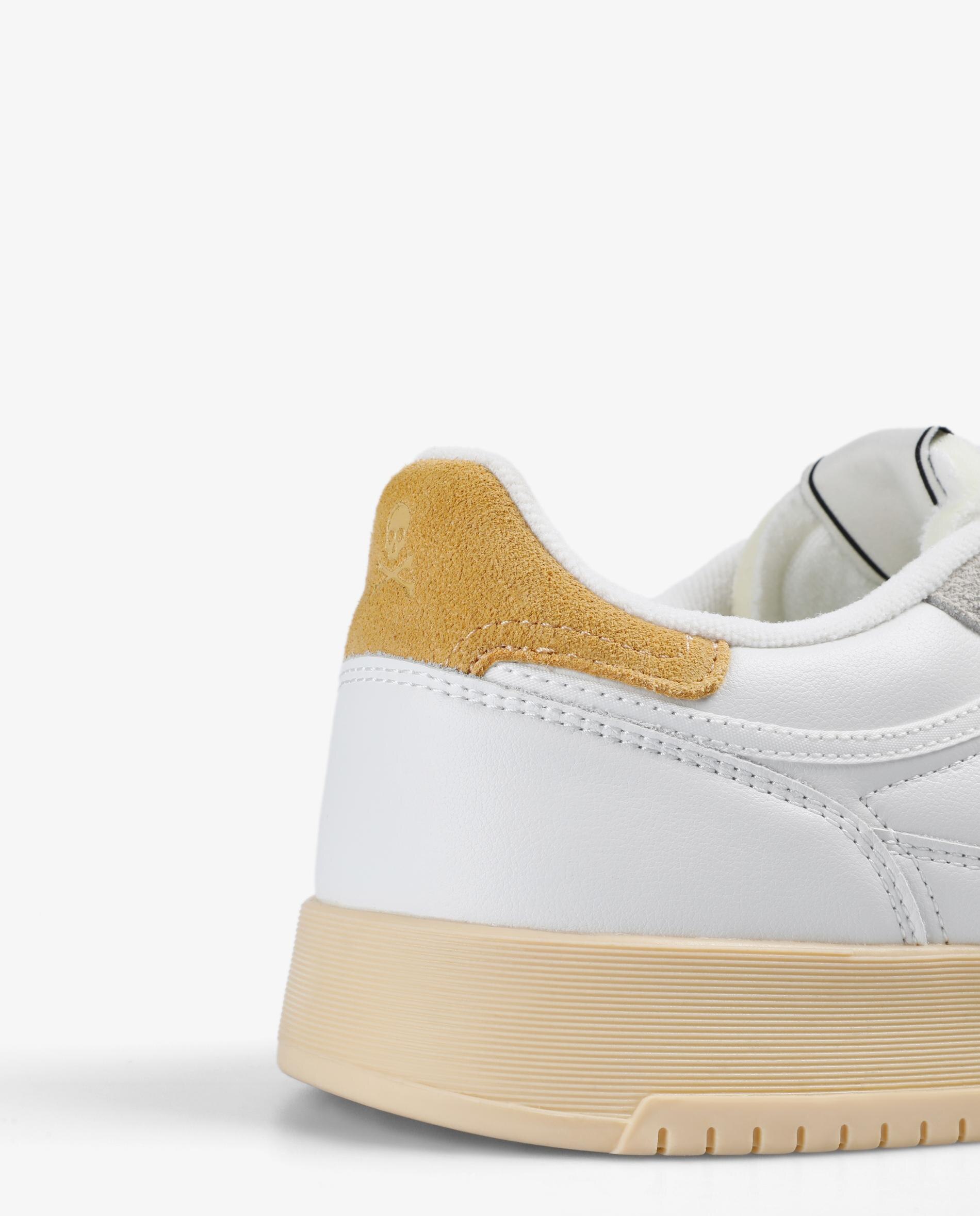 Sapatilhas Retro com Atacadores e Sola em Contraste Branco/Amarelo-7