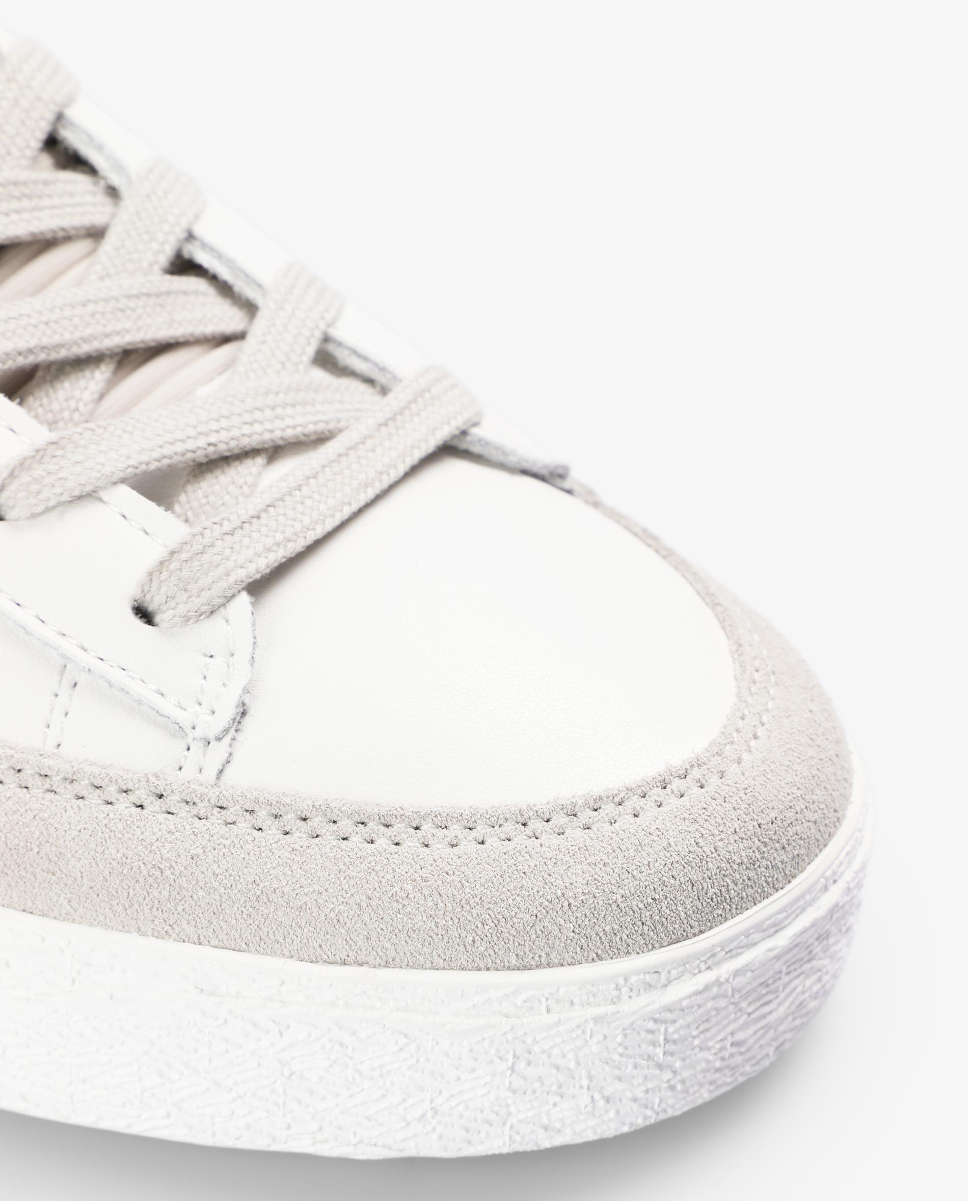 Sapatilhas Retro em Pele com Detalhes em Camurça Branco / Verde-7