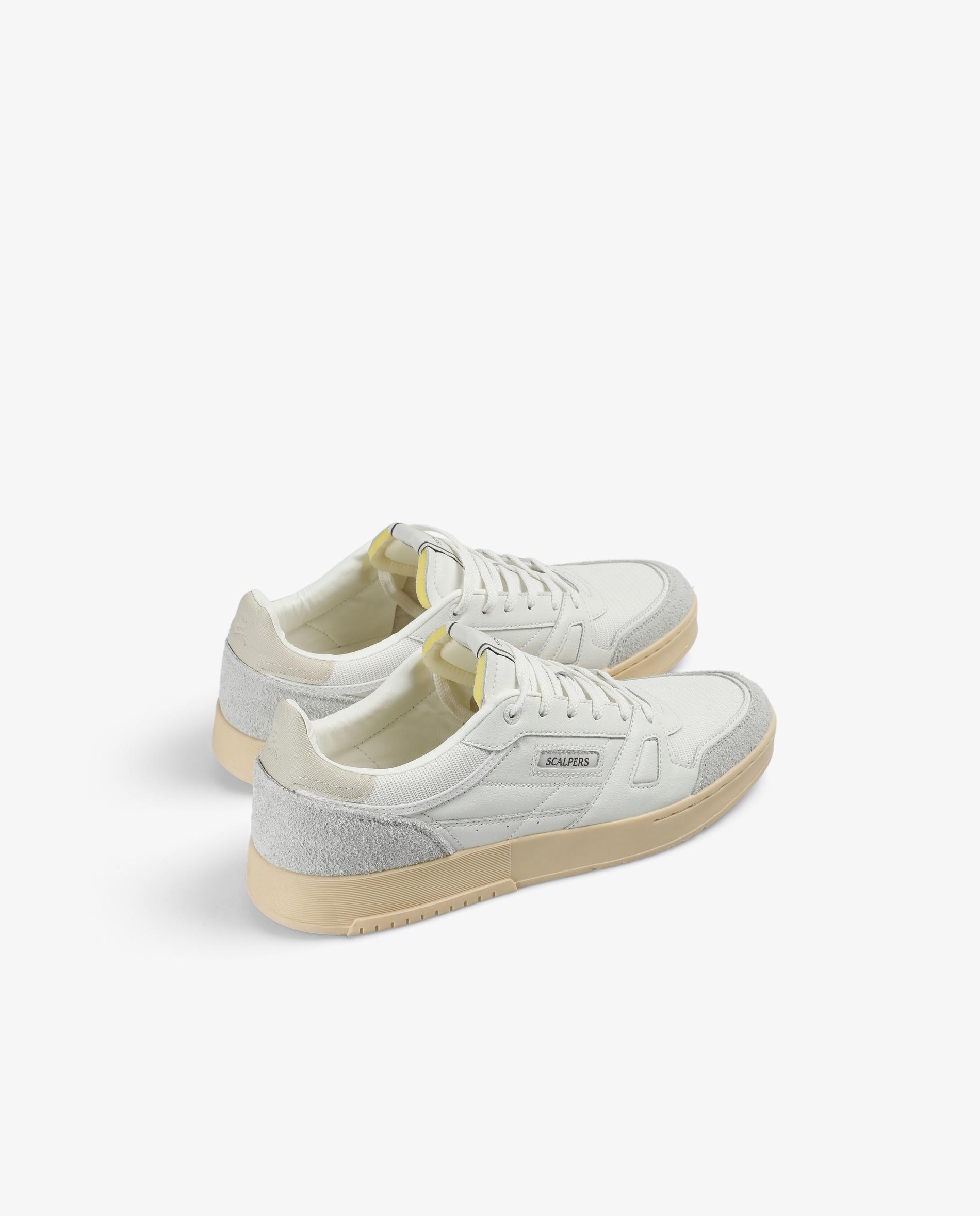 Sapatilhas Retro de Pele com Logo na Língua Branco / Cinzento-3