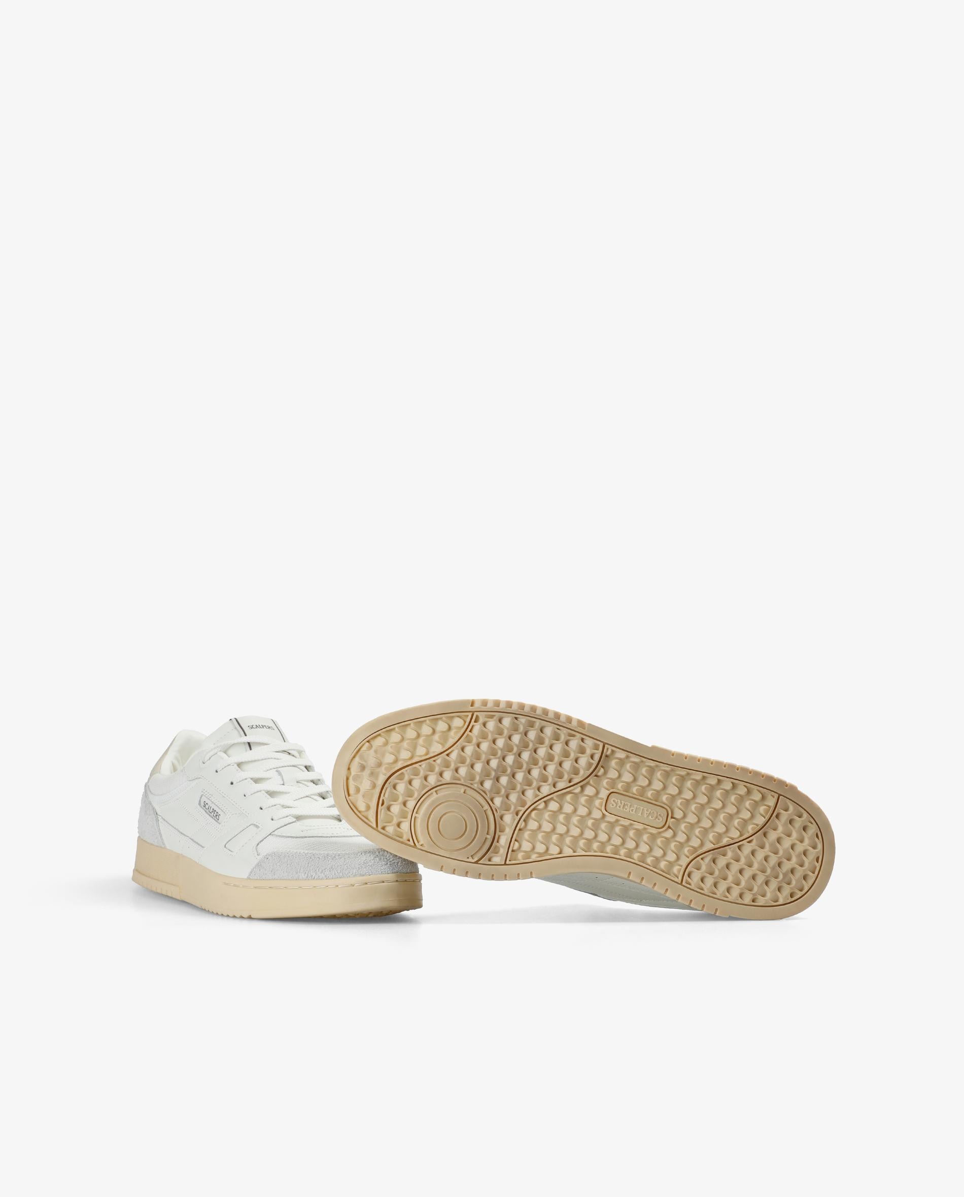 Sapatilhas Retro de Pele com Logo na Língua Branco / Cinzento-4