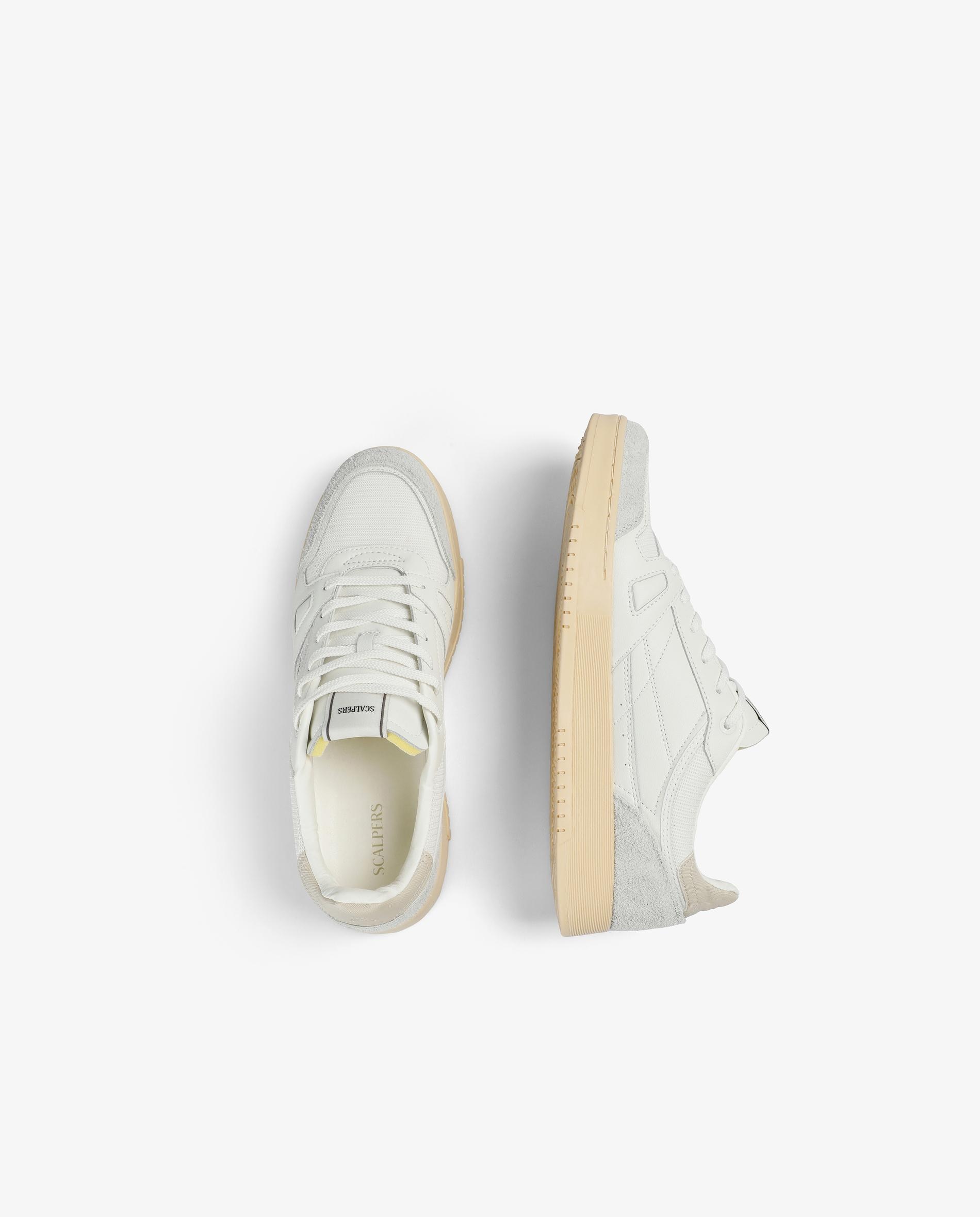 Sapatilhas Retro de Pele com Logo na Língua Branco / Cinzento-8