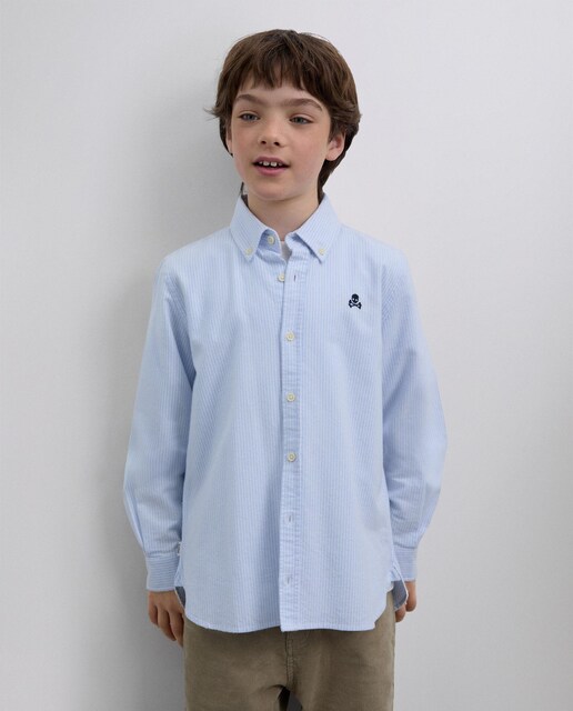 Imagem 0 de Camisa Infantil às Riscas Regular Fit com Gola Abotoada