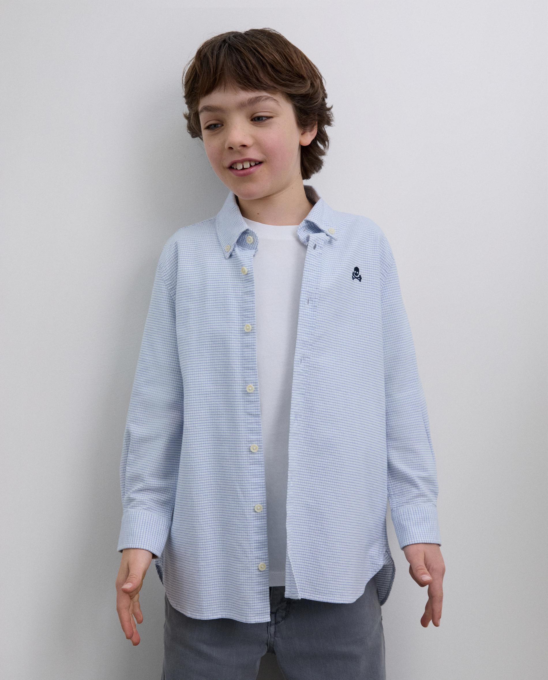 Camisa aos Quadrados Regular Fit com Gola Abotoada Scalpers Azul-1