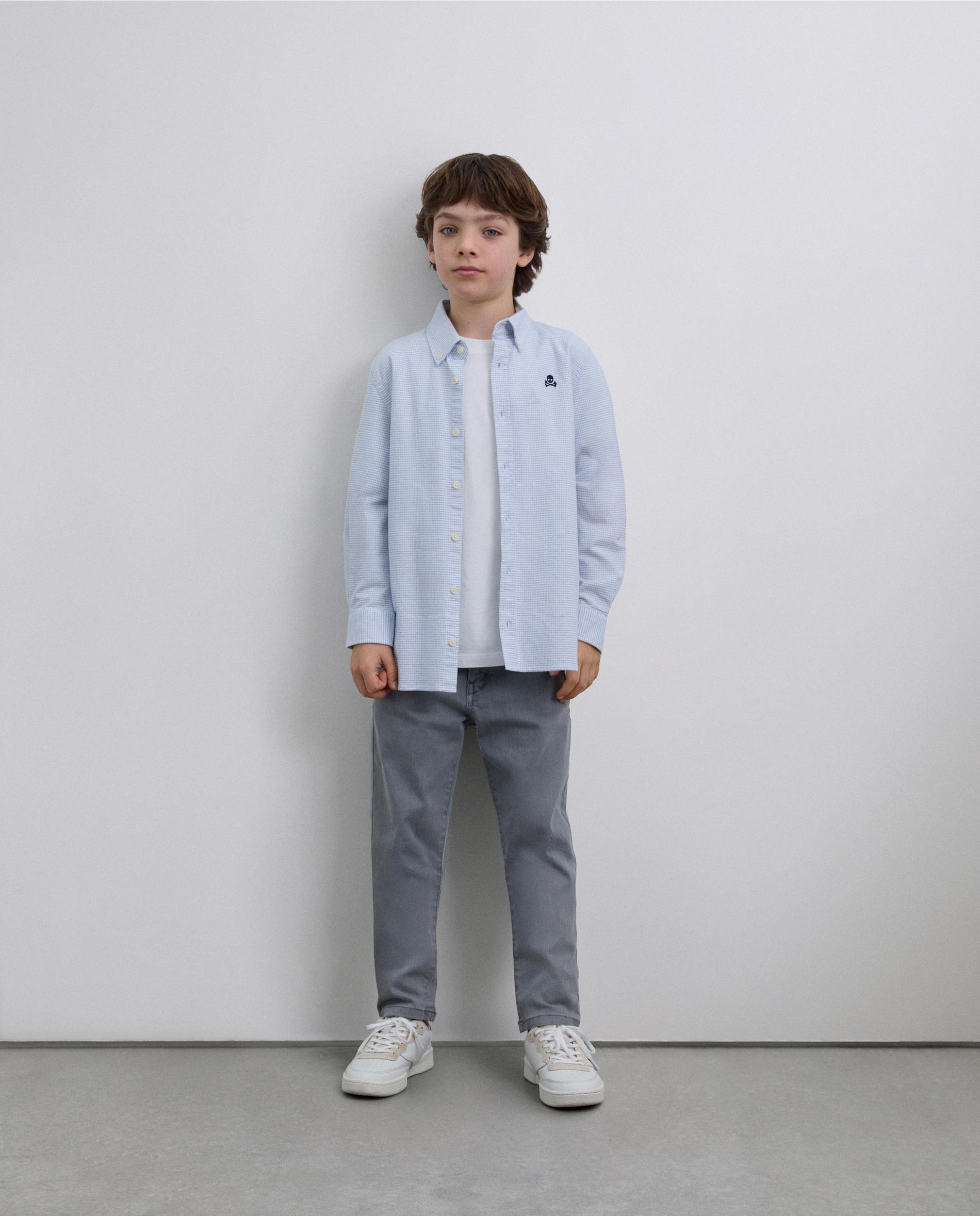 Camisa aos Quadrados Regular Fit com Gola Abotoada Scalpers Azul-3